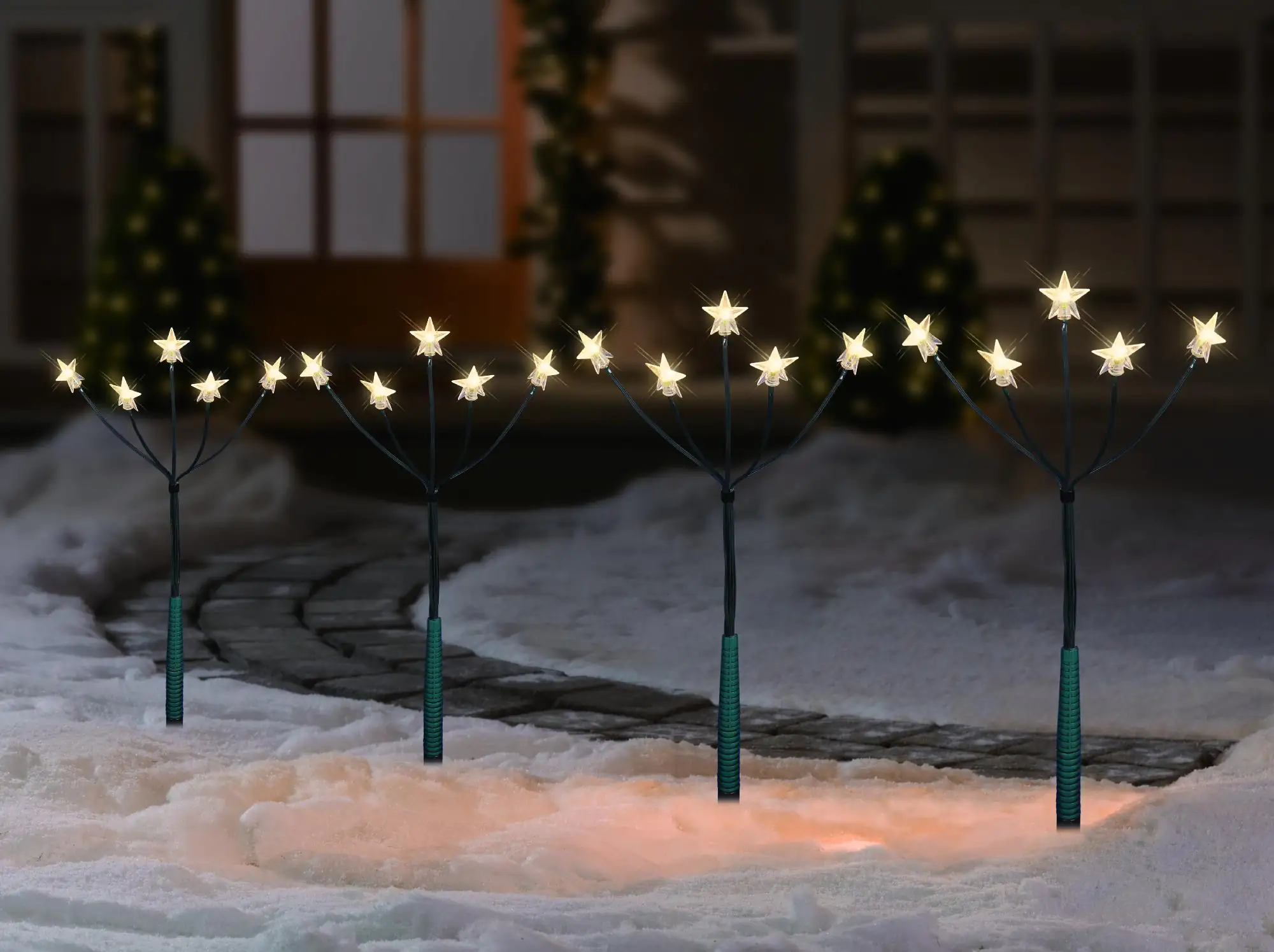 TrendLine LED Gartenstecker Sternen H: 60 cm 4 Stück warmweiß Außen mit Timer TrendLine LED Gartenstecker Sternen H: 60 cm 4 Stück warmweiß Außen mit Timer