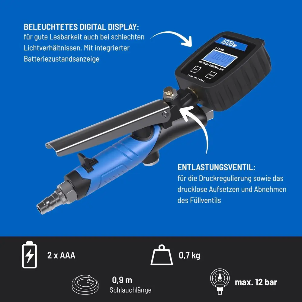 Güde Reifenfüller D 12 Pro mit digitalem Manometer
