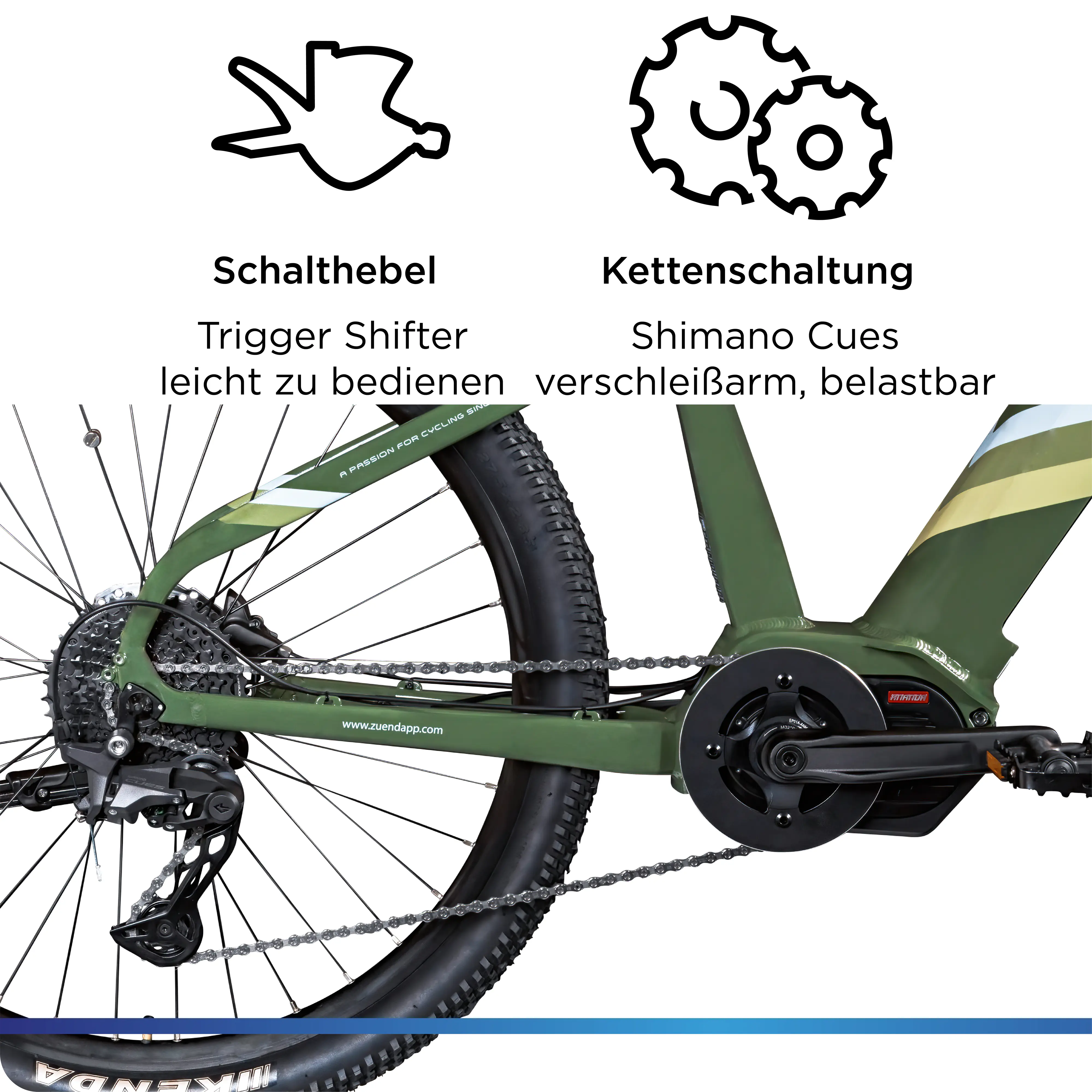 Zündapp E-Bike MTB X900 27,5 Zoll 10-Gang 733 Wh khaki
