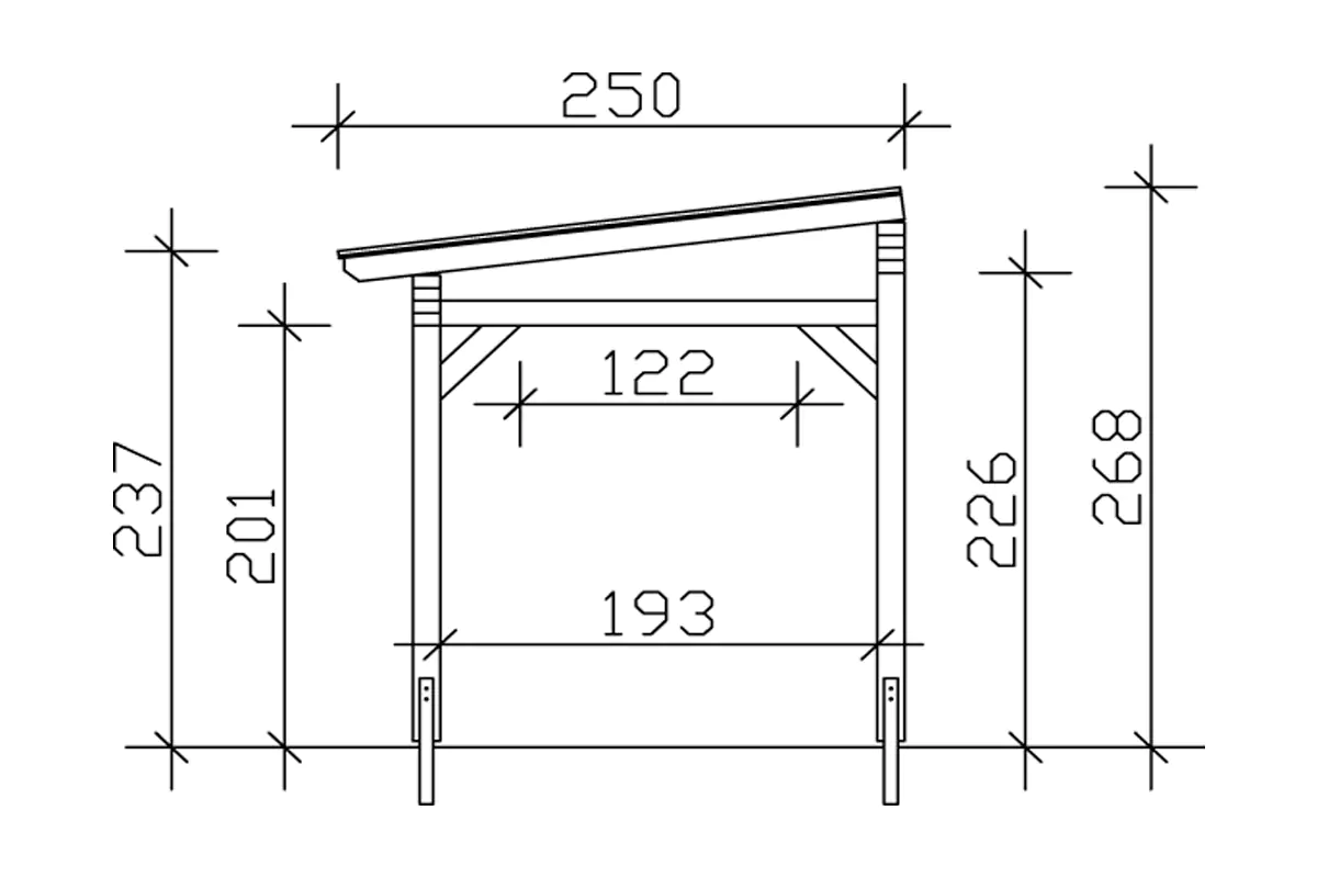 SKAN HOLZ Terrassenüberdachung Sanremo 648 x 250 cm lasiert in Schiefergrau