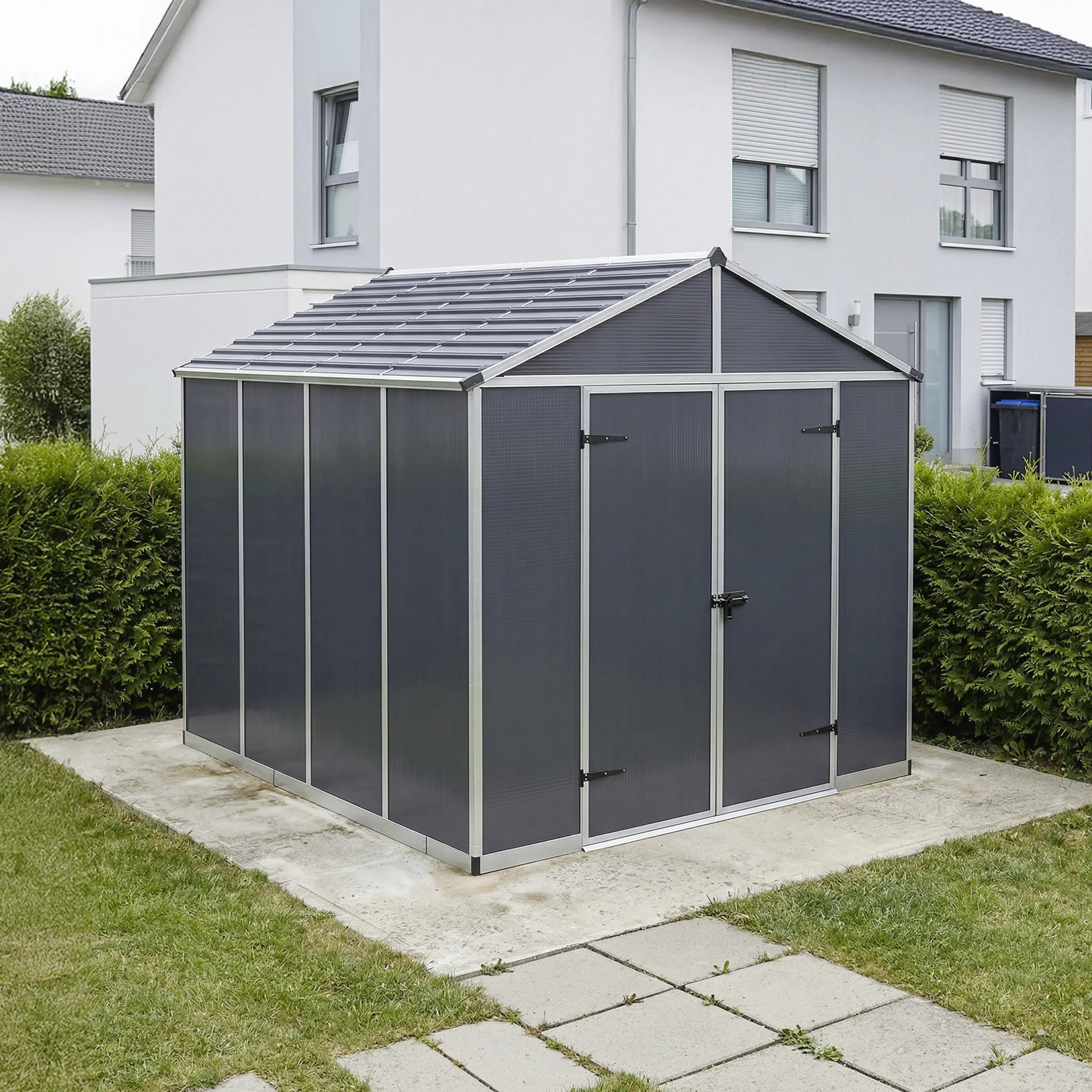 Canopia Gerätehaus Rubicon 8x10 mit Solar LED Kit grau 237,1 x 302,7 cm