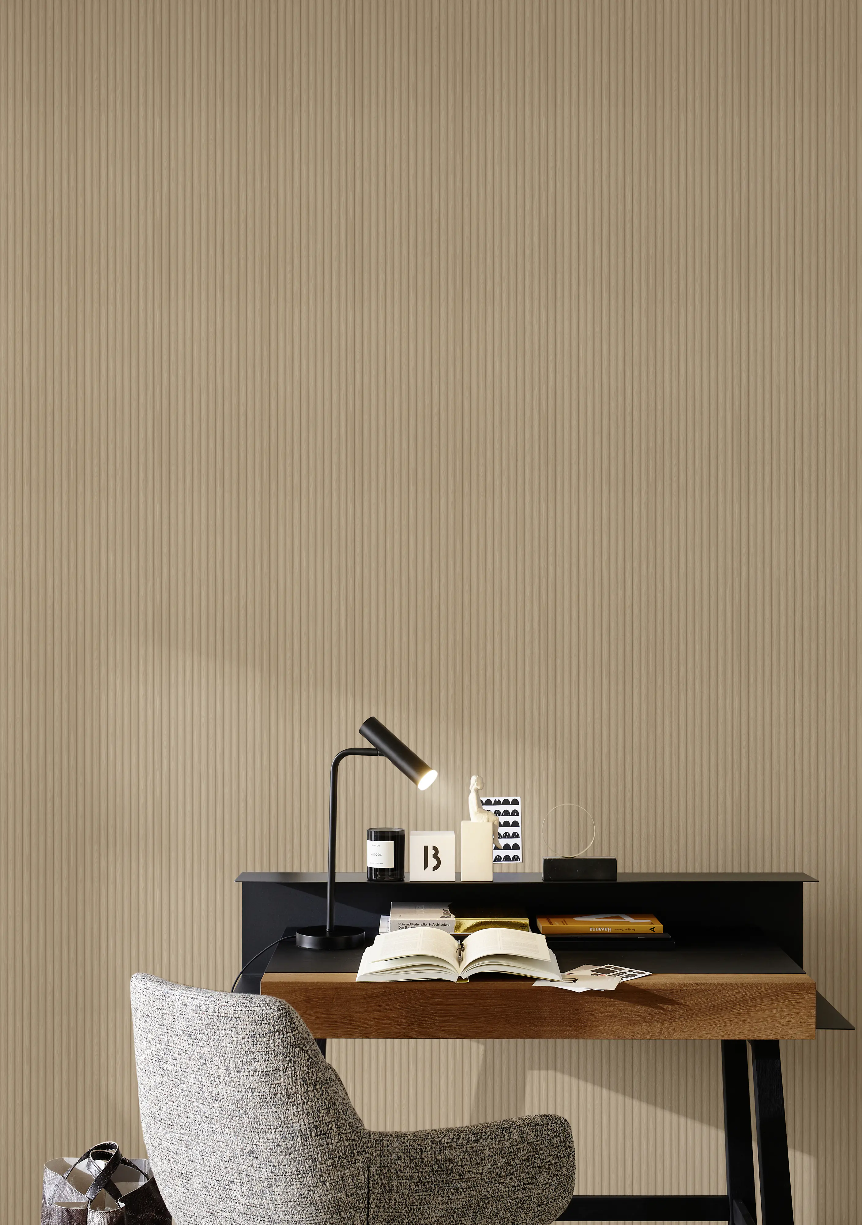 Schöner Wohnen Vliestapete Akustikpaneele hellbraun 10,05 x 0,53 m
