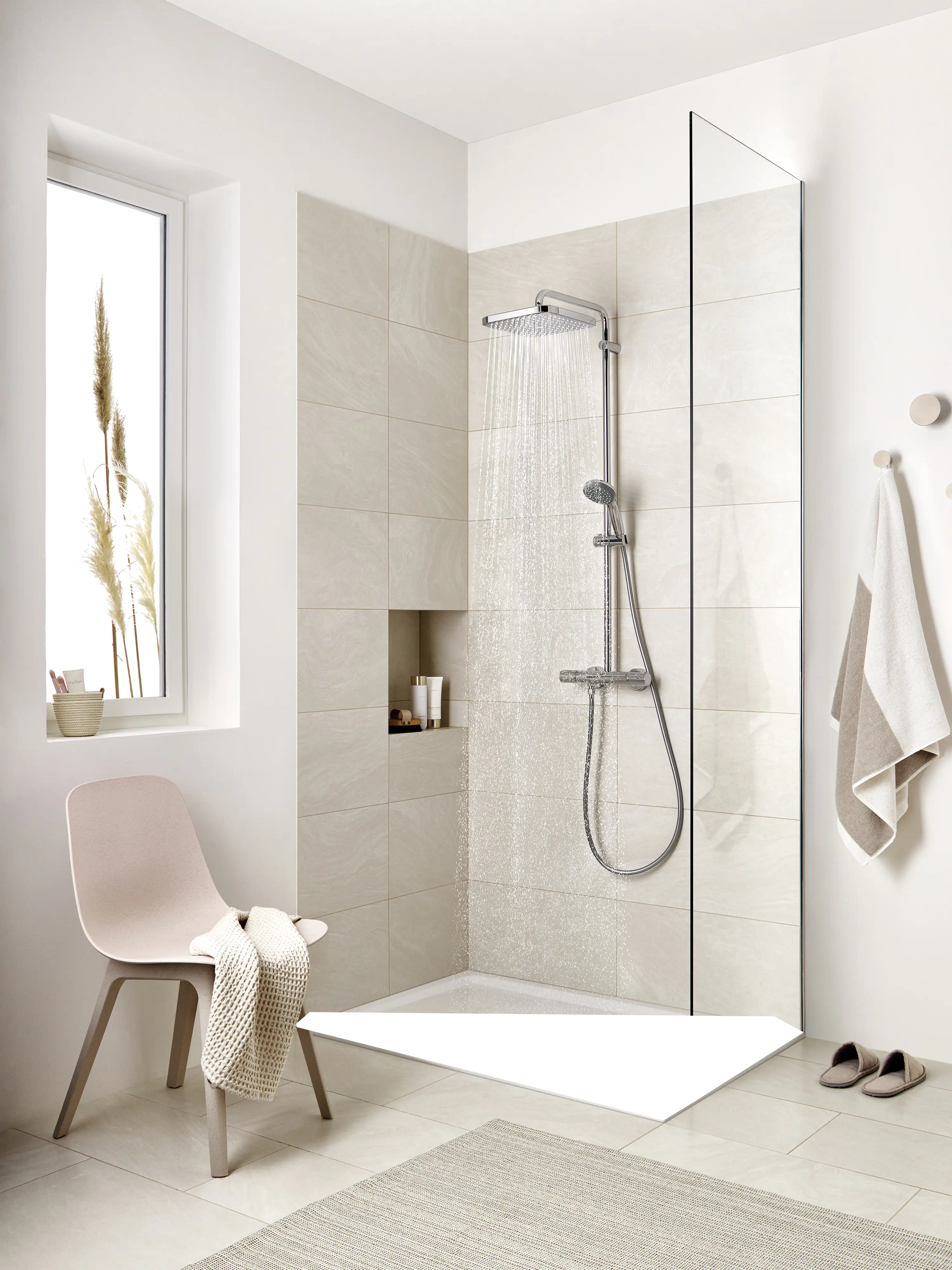 4005176580833_2625636 Grohe Duschsystem Vitalio Start 250 Cube mit Thermostatbatterie, verchromt