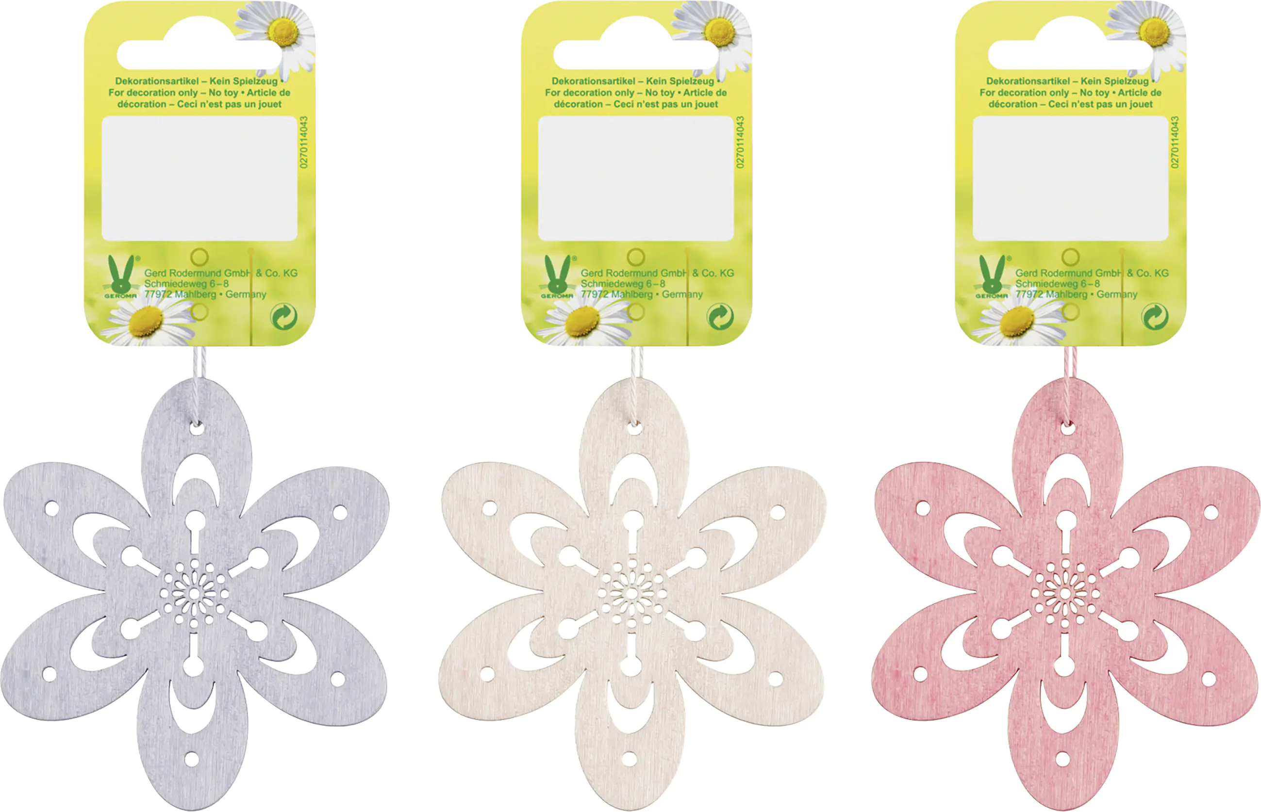 Dekohänger Blume Holz 8 cm rosa lila pink