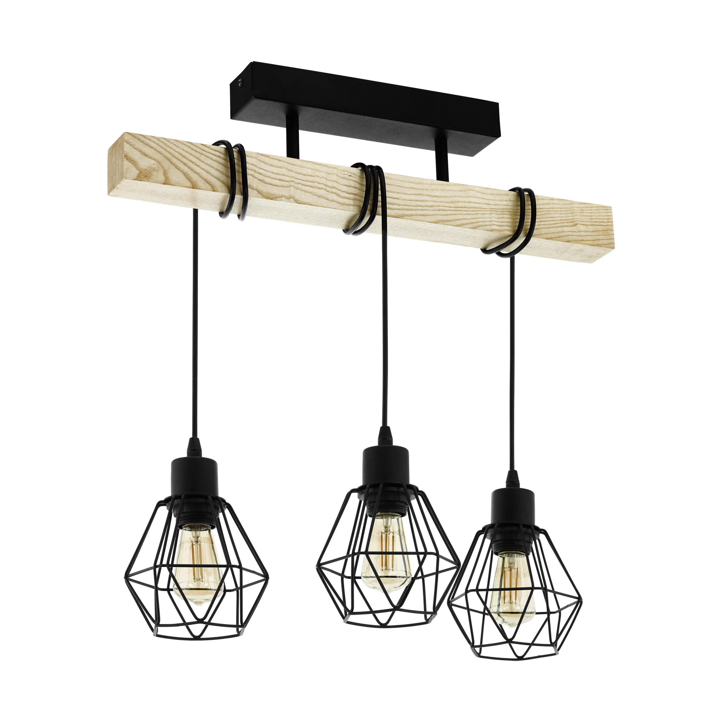 Eglo Pendelleuchte Townshend 5 schwarz-braun 55 x 20 cm E27 Eglo Pendelleuchte Townshend 5 schwarz-braun 55 x 20 cm E27