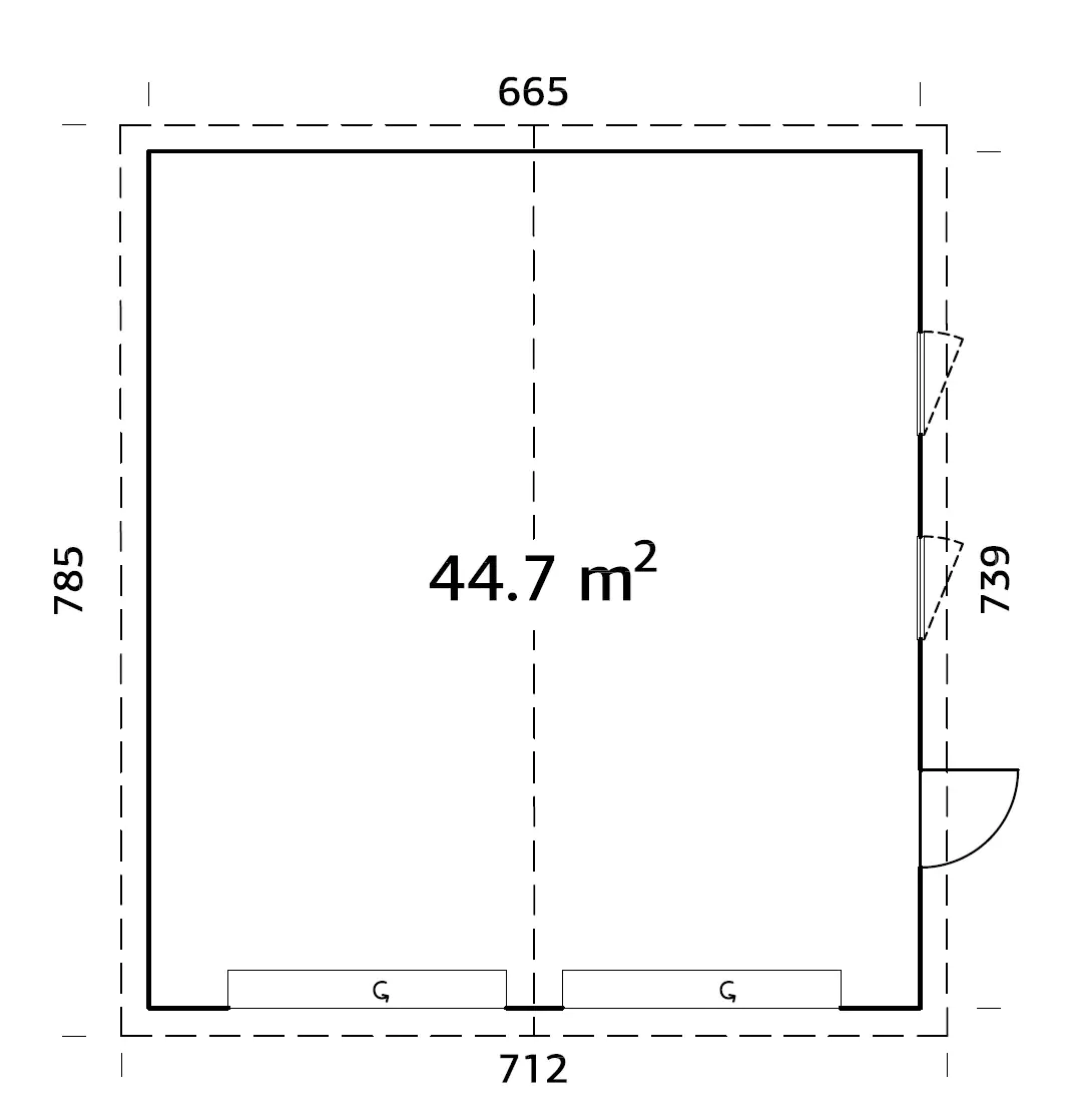 Palmako Fertiggarage Doppelgarage Andre 665 x 739 cm mit Sektionaltor naturbelassen