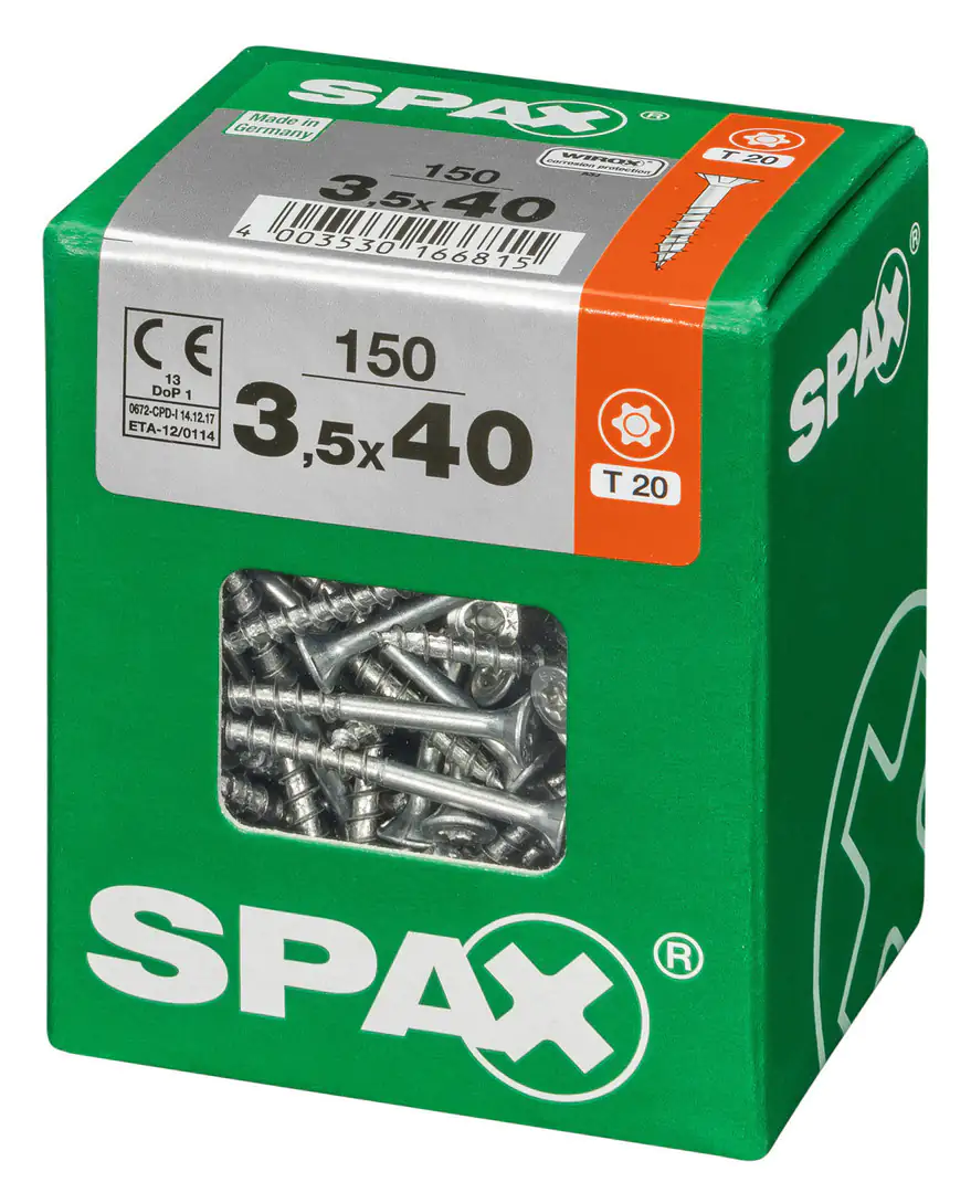 Spax Universalschrauben 3.5 x 40 mm TX 20 Senkkopf - 150 Stk. Spax Universalschrauben 3.5 x 40 mm TX 20 Senkkopf - 150 Stk.