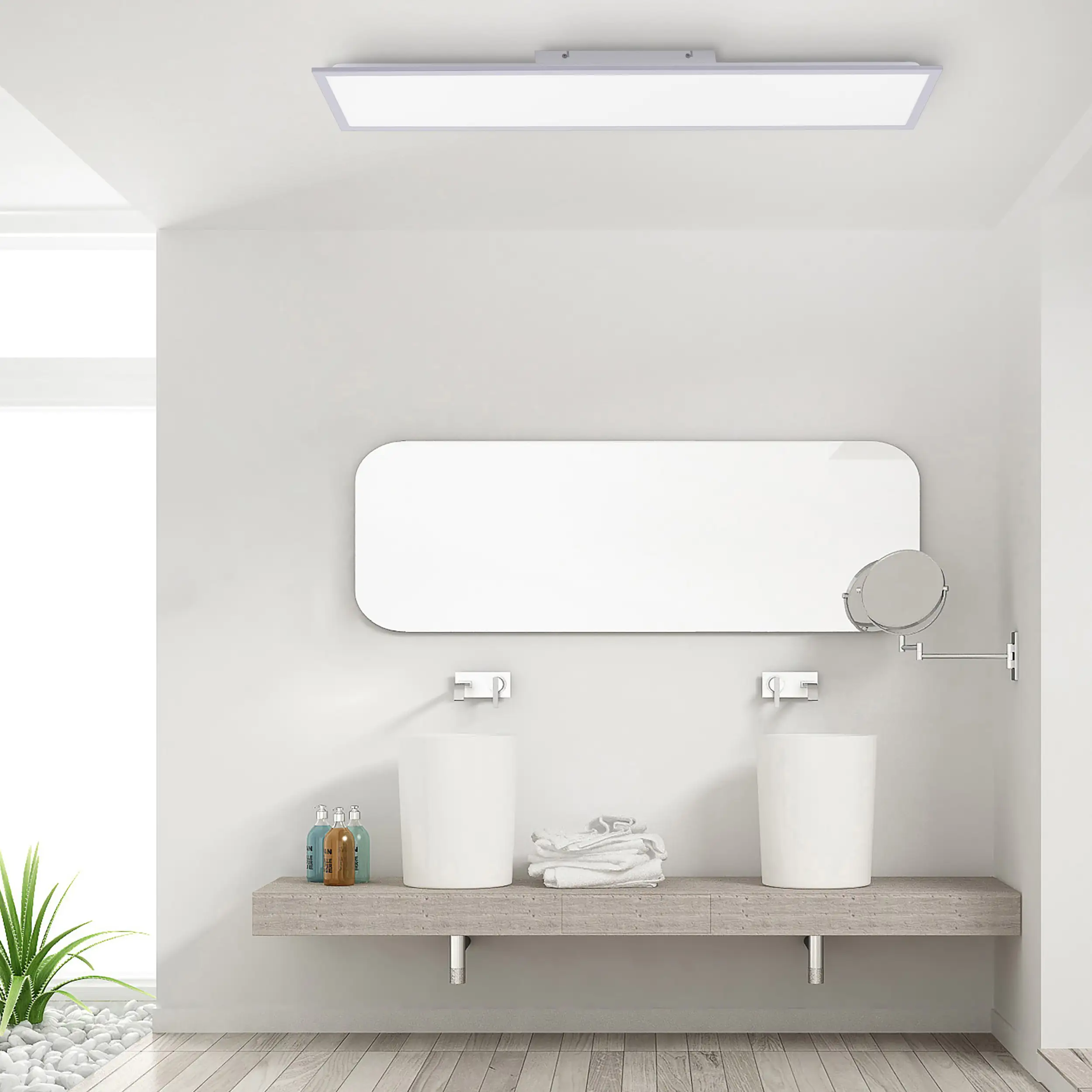 JustLight LED Deckenleuchte Flat silber 119,5 x 29,5 cm dimmbar