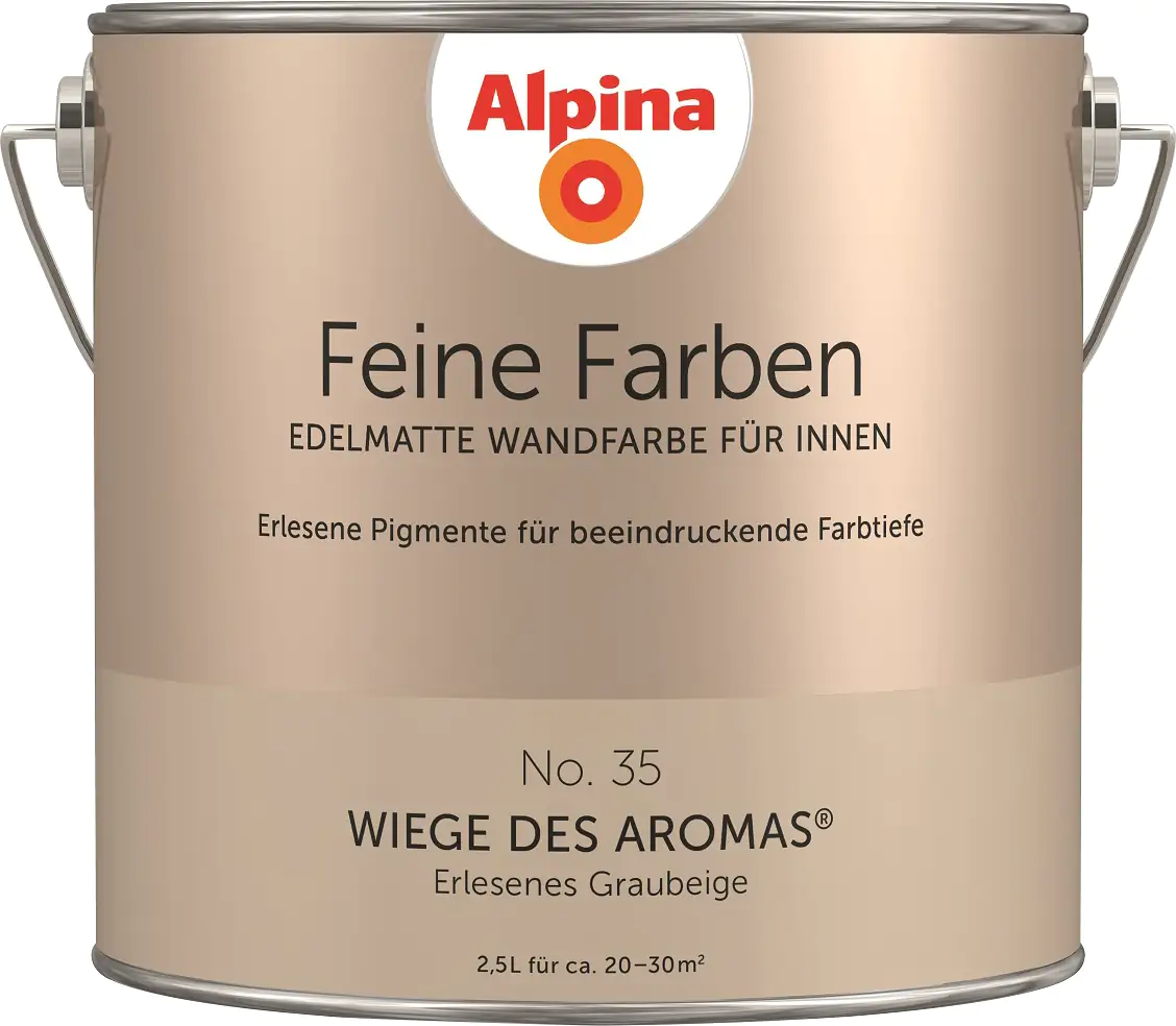 Alpina Feine Farben No. 35 Wiege des Aromas 2,5 L erlesenes graubeige edelmatt Alpina Feine Farben No. 35 Wiege des Aromas 2,5 L erlesenes graubeige edelmatt