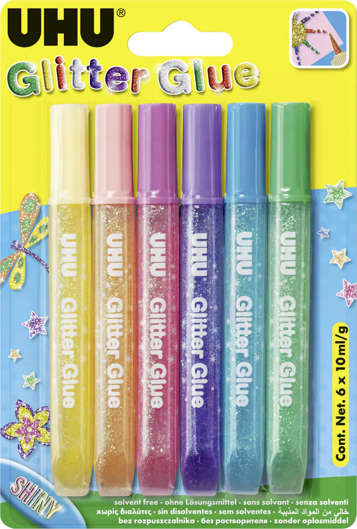 UHU Glitter Glue Shiny 6 x 10 ml