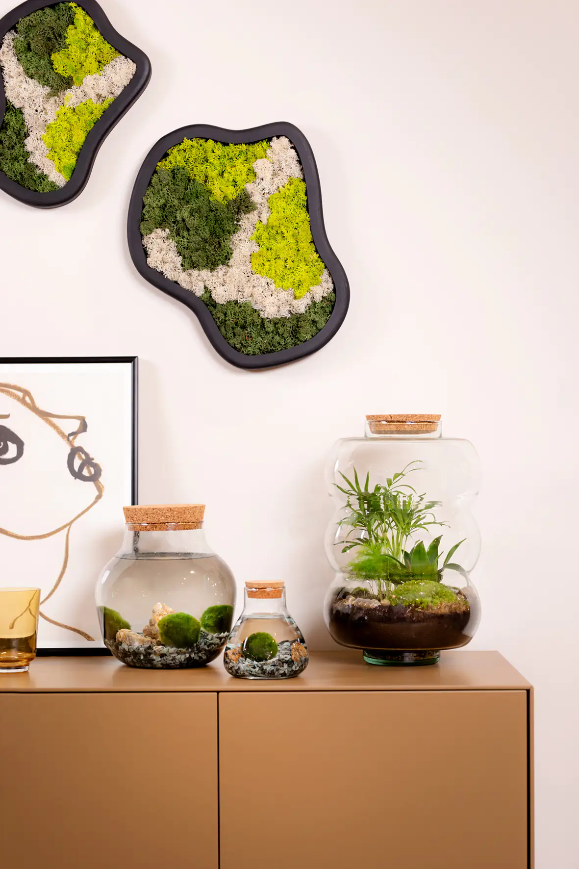 Moosbild freie Form Ø 30 cm mit echtem Moos