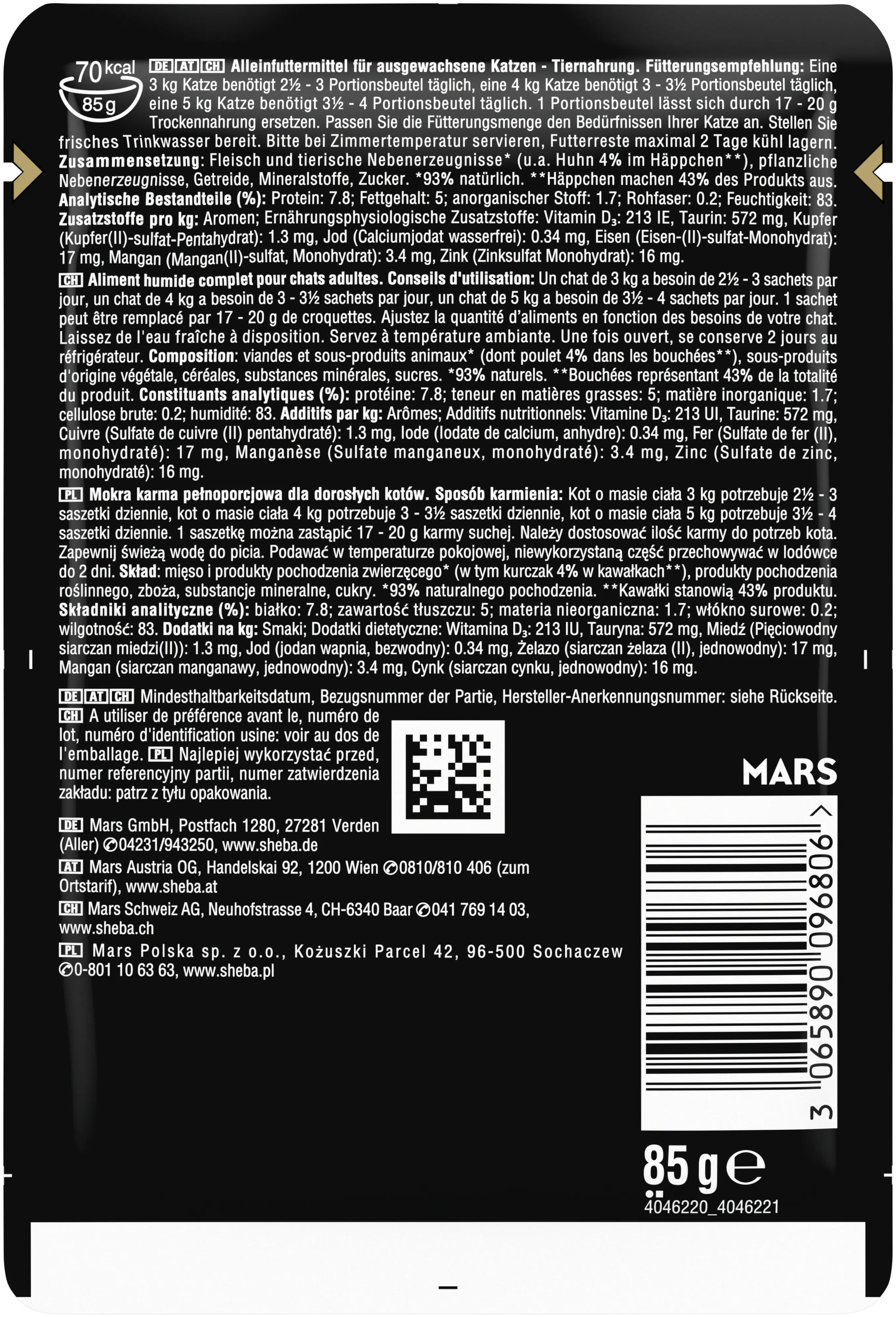 Sheba Selection in Sauce Katzennassfutter Adult  85 g Huhn