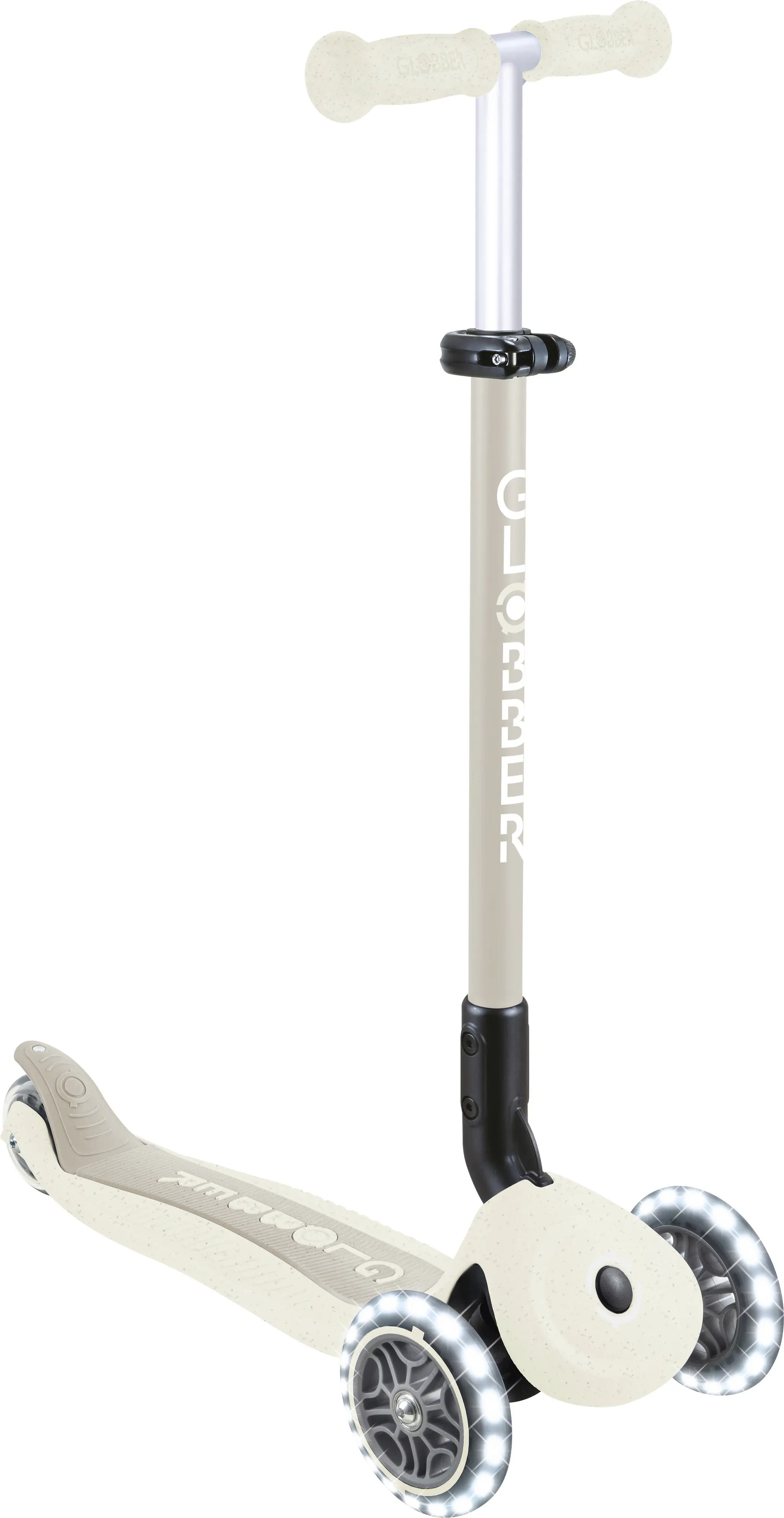 Globber Laufrad für Kinder mit Leuchtrollen Go-Up Active Lights Eco creme/weiß