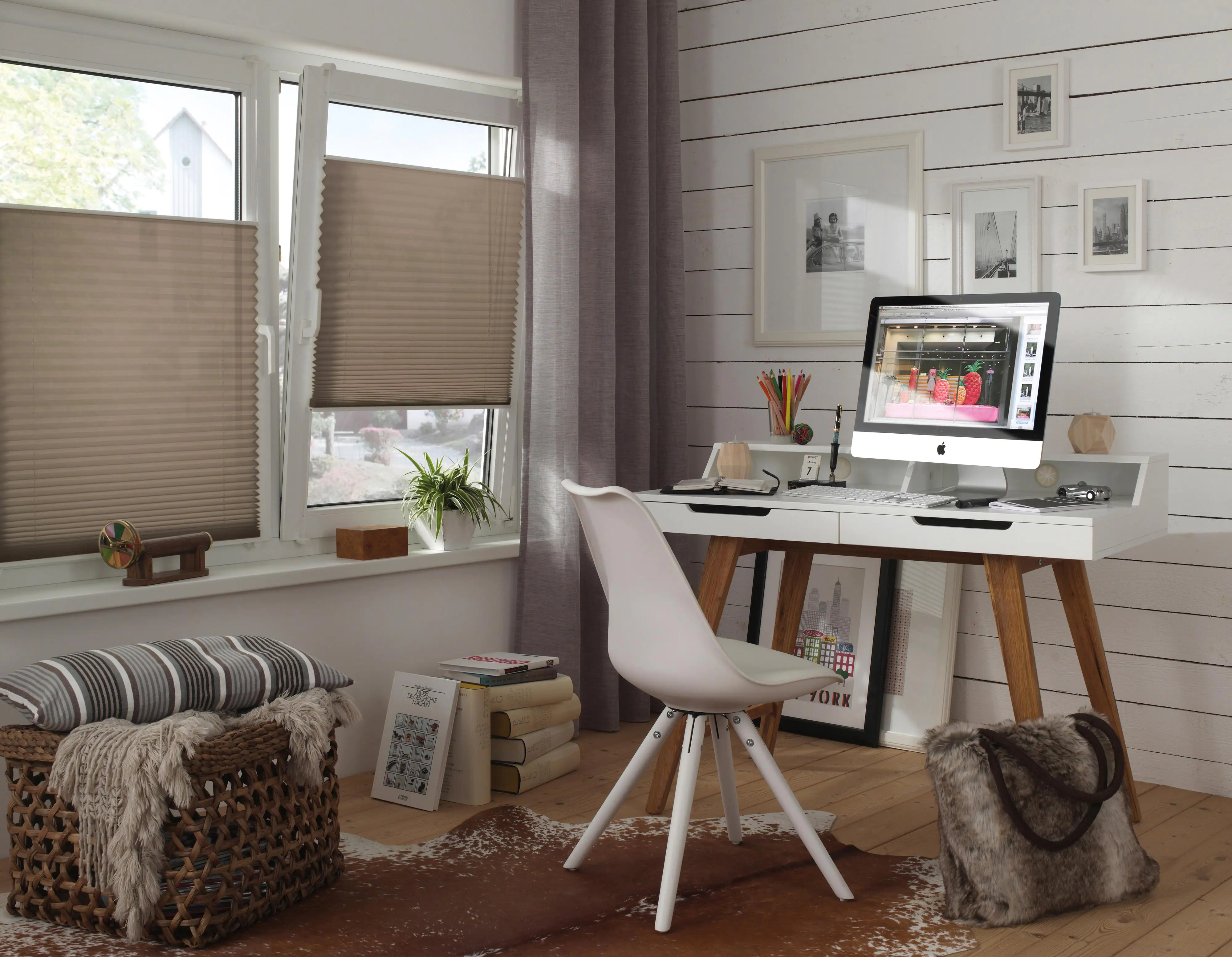 Gardinia EasyFix Plissee taupe 65 x 130 cm mit 2 Bedienschienen