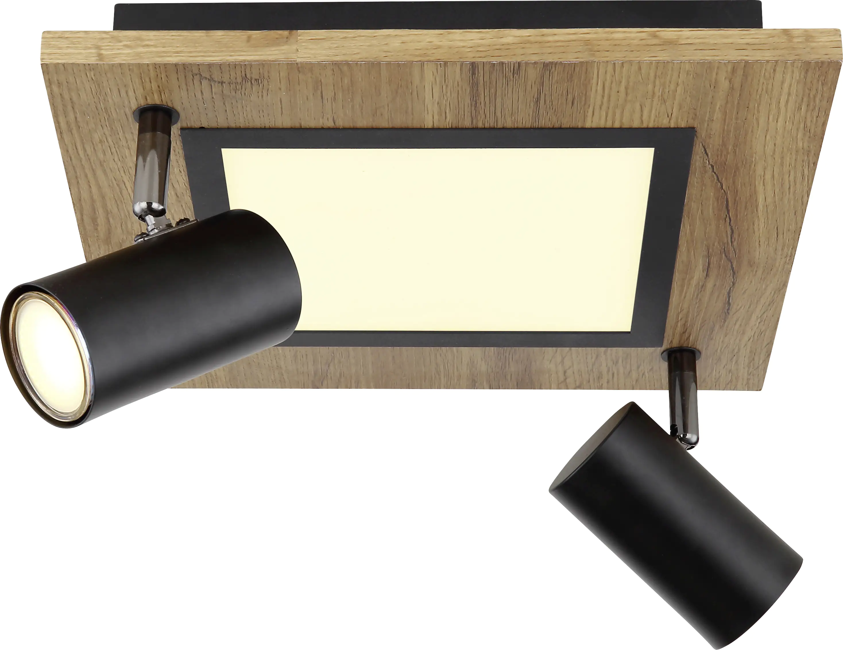 Globo LED Deckenleuchte Ulla 2er GU10 Spot 5 W 12 W holzoptik schwarz