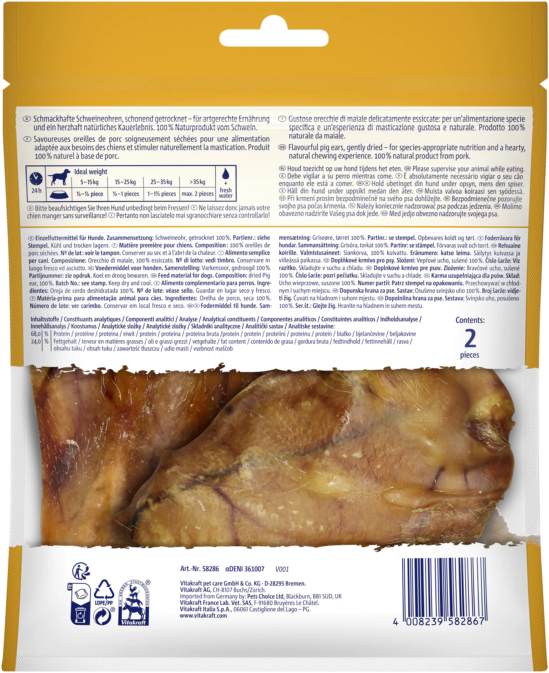 Vitakraft NaturalChews pure Schweinohren 2 Stück