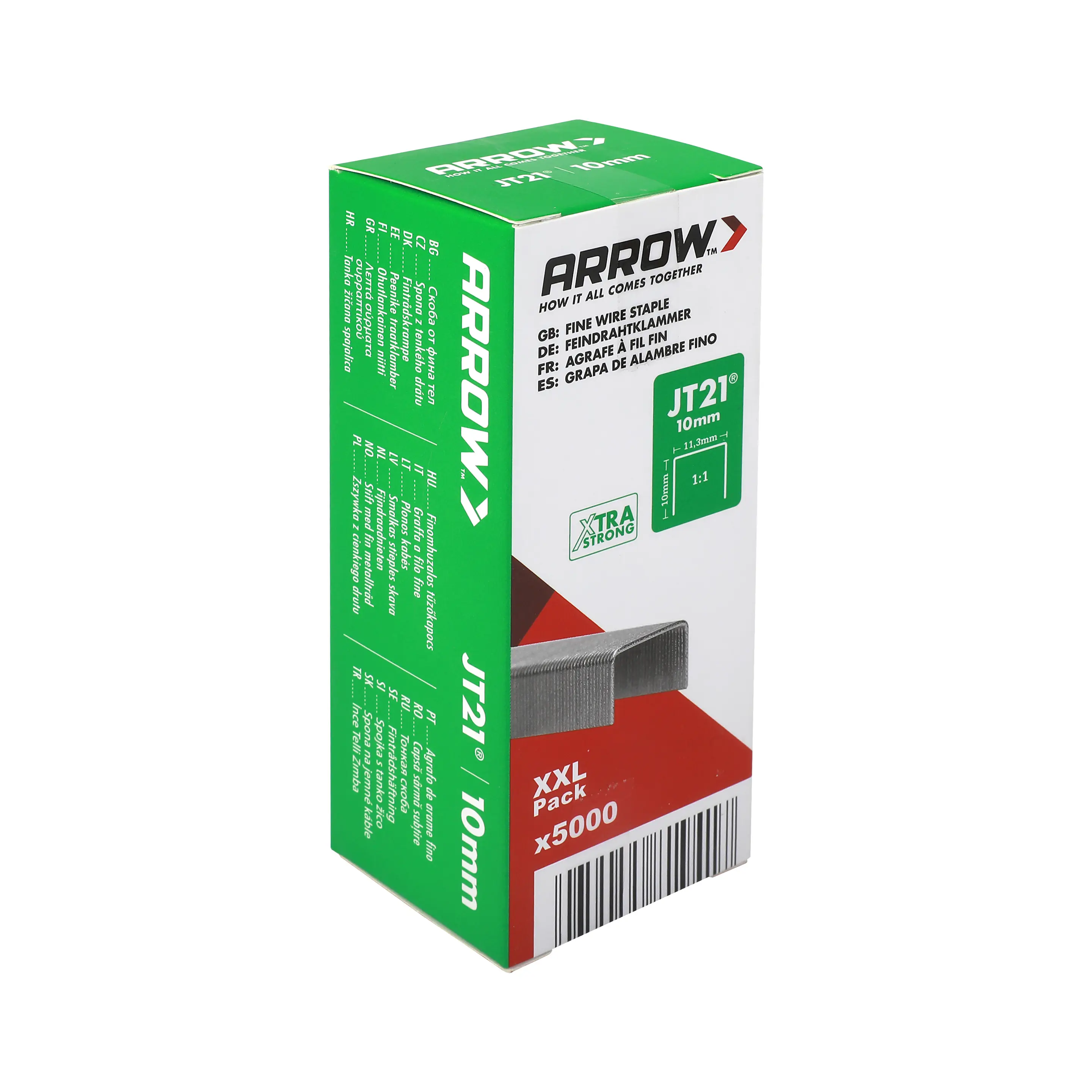 Arrow Tackerklammer Feindraht JT21 10 mm Stoff & Gewebe 5000 Stück