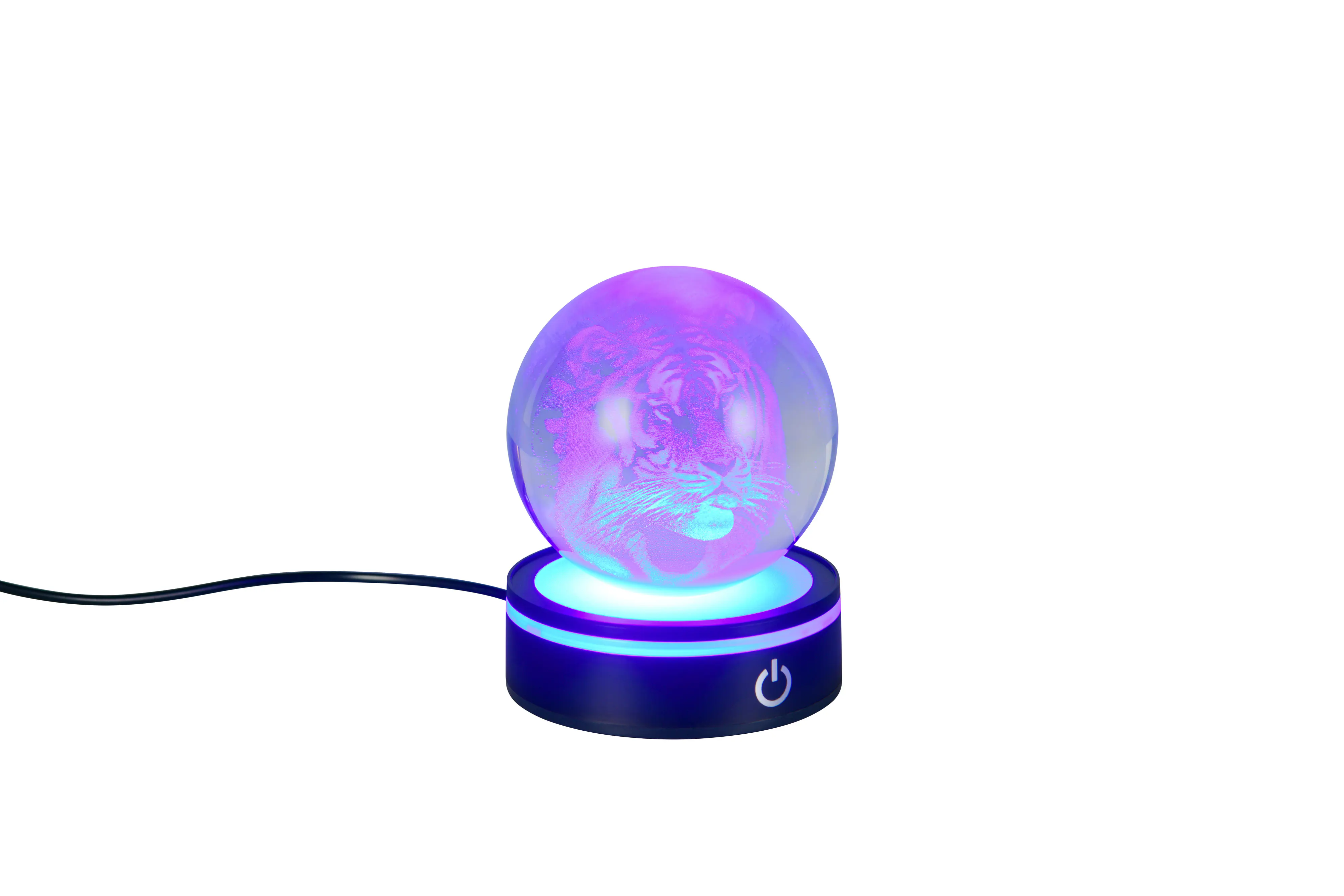 Reality LED-Tischleuchte Rosebud Fun Tiger Ø 8 cm kaltweiß schwarz matt