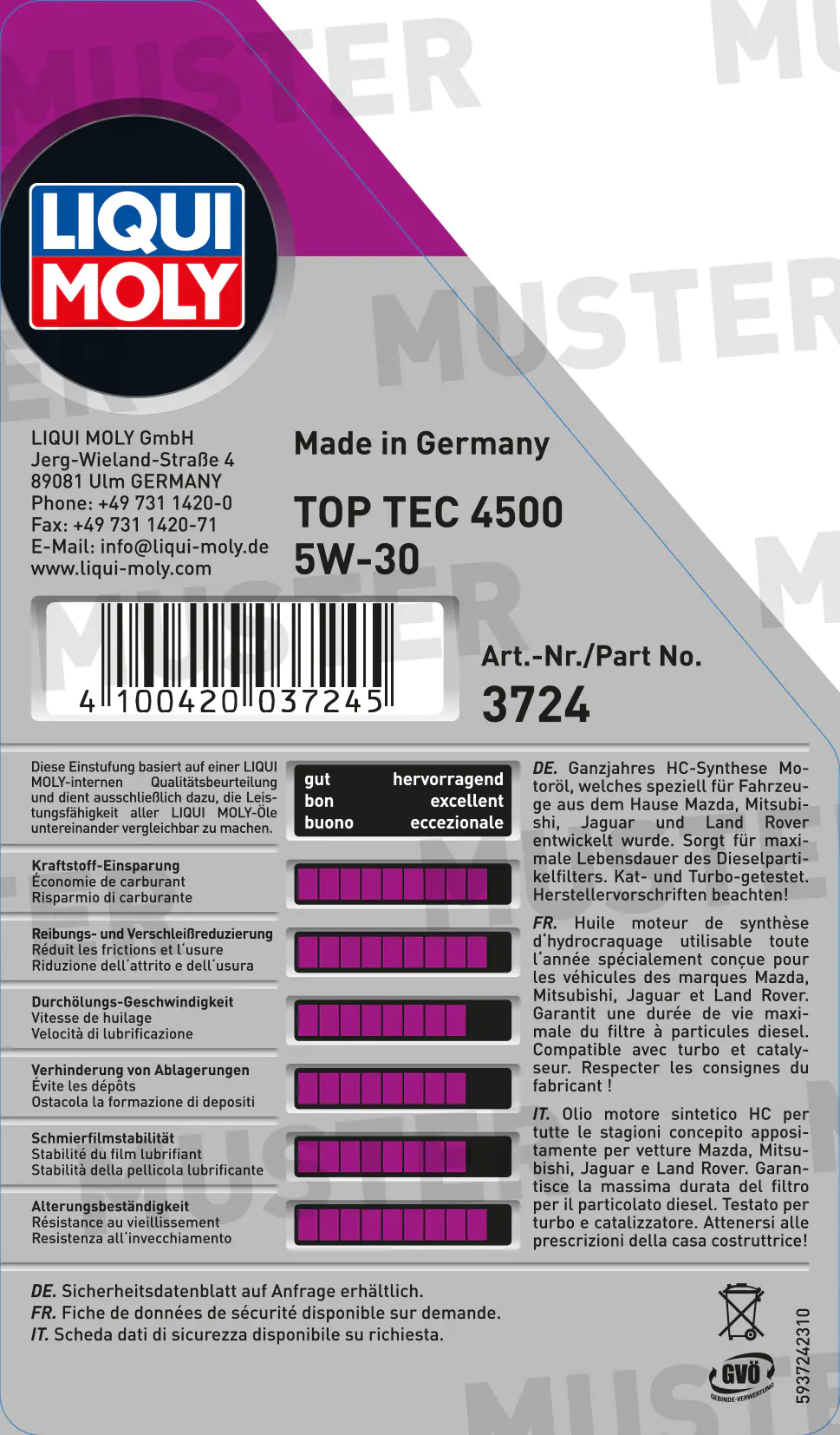 Liqui Moly Motoröl Top Tec 4500 5W-30 1 L
