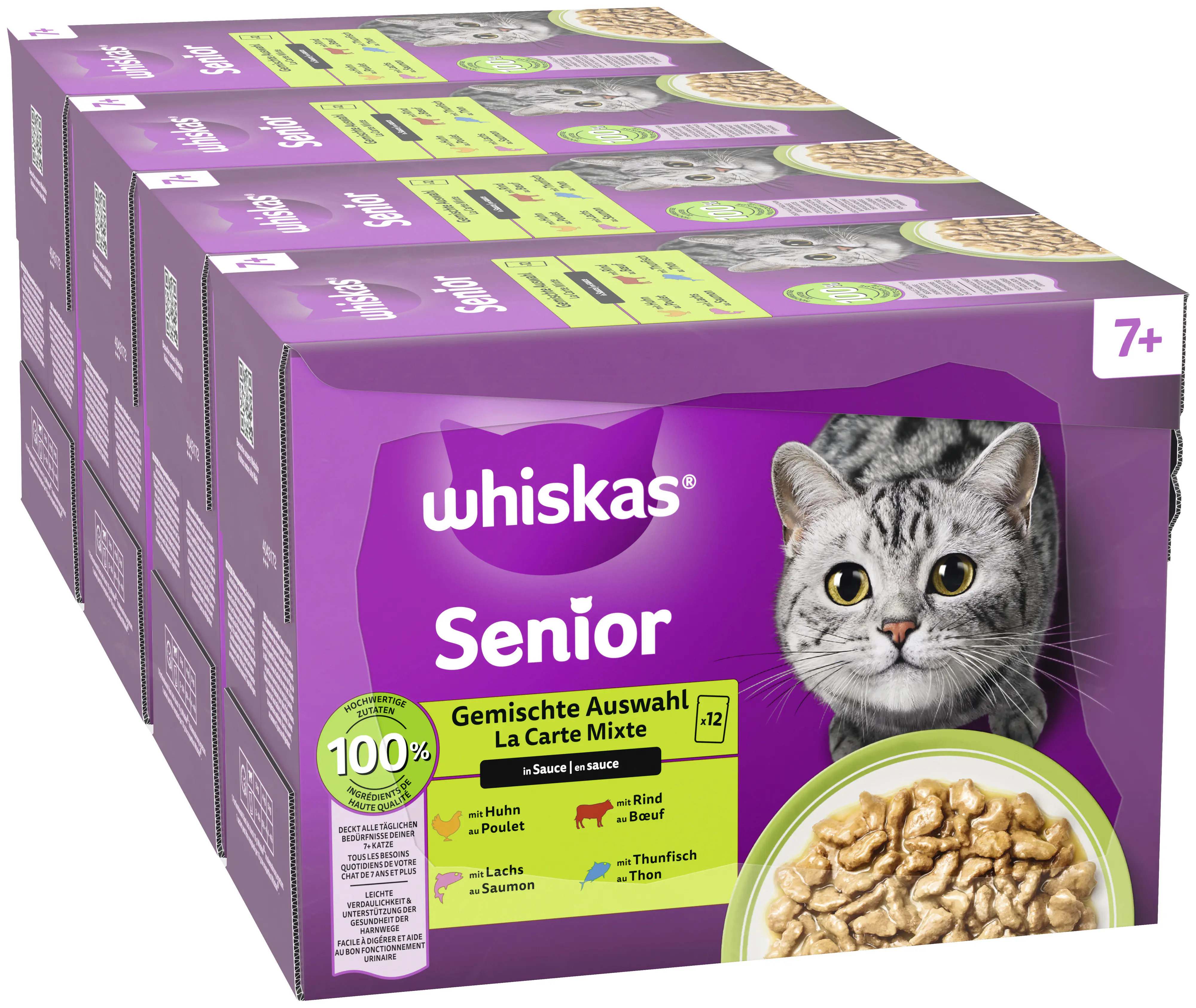 Whiskas Multipack Senior 7+ gemischte Auswahl in Sauce Katzenfutter 12 x 85 g