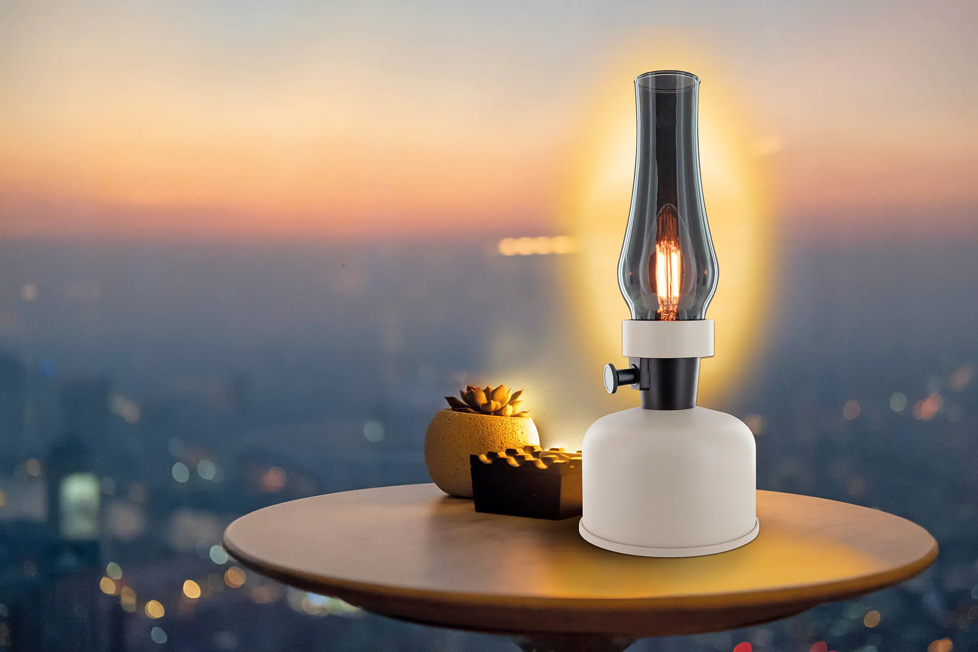 Schwaiger LED Akku-Tischleuchte Retro weiß 28 cm warm dimmbar 