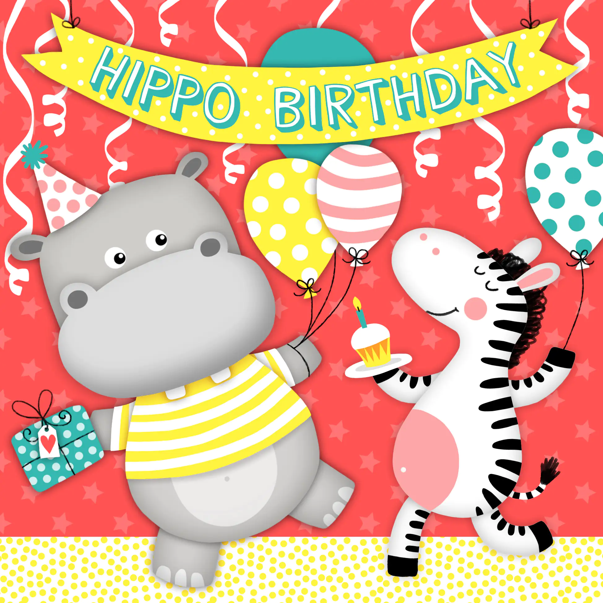 Braun & Company Servietten Motiv Hippo Birthday 33 x 33 cm - 20er Pack