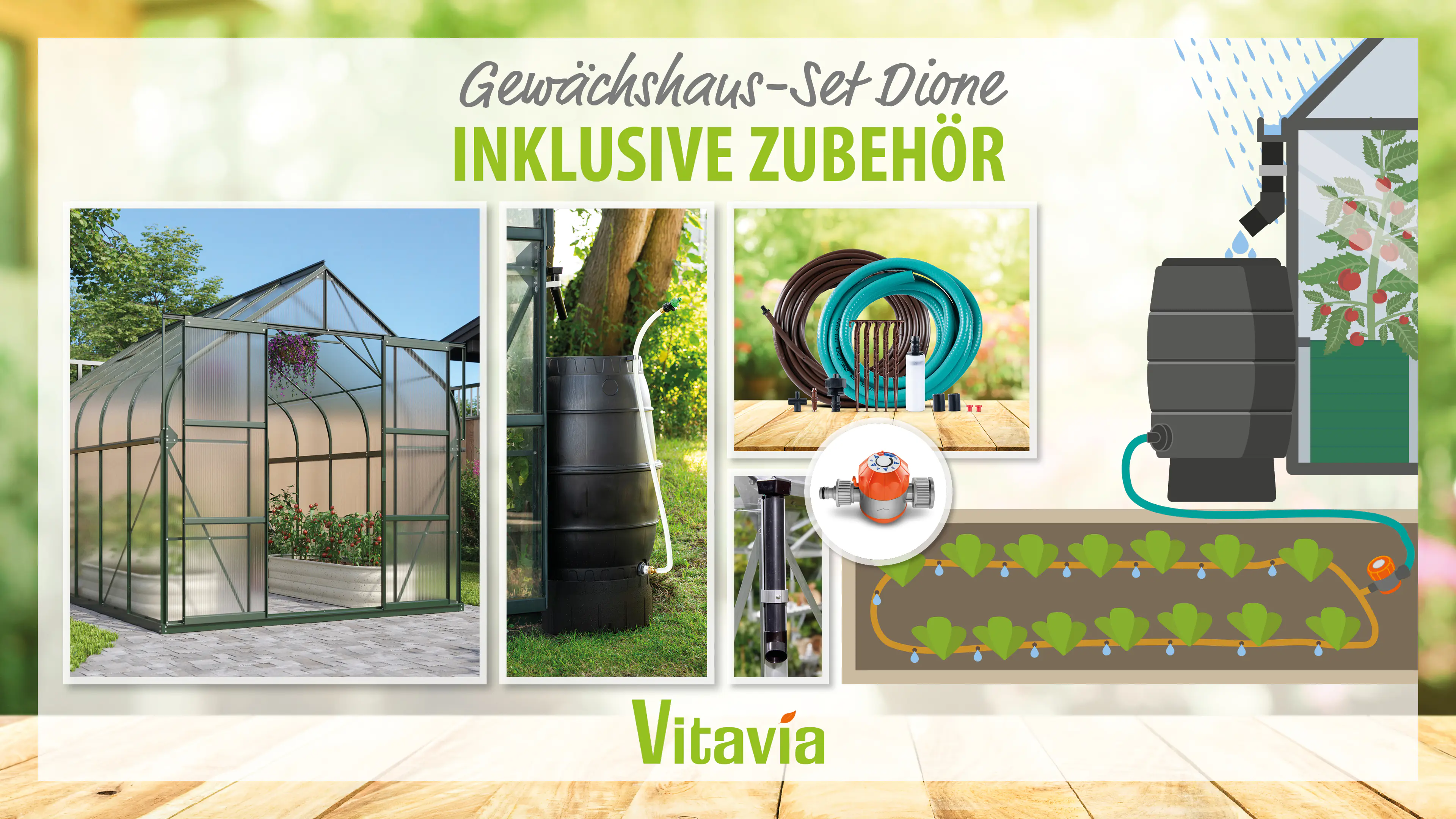 Vitavia Gewächshaus-Set Dione 9900 HKP 4 mm smaragd 254 x 378 cm 