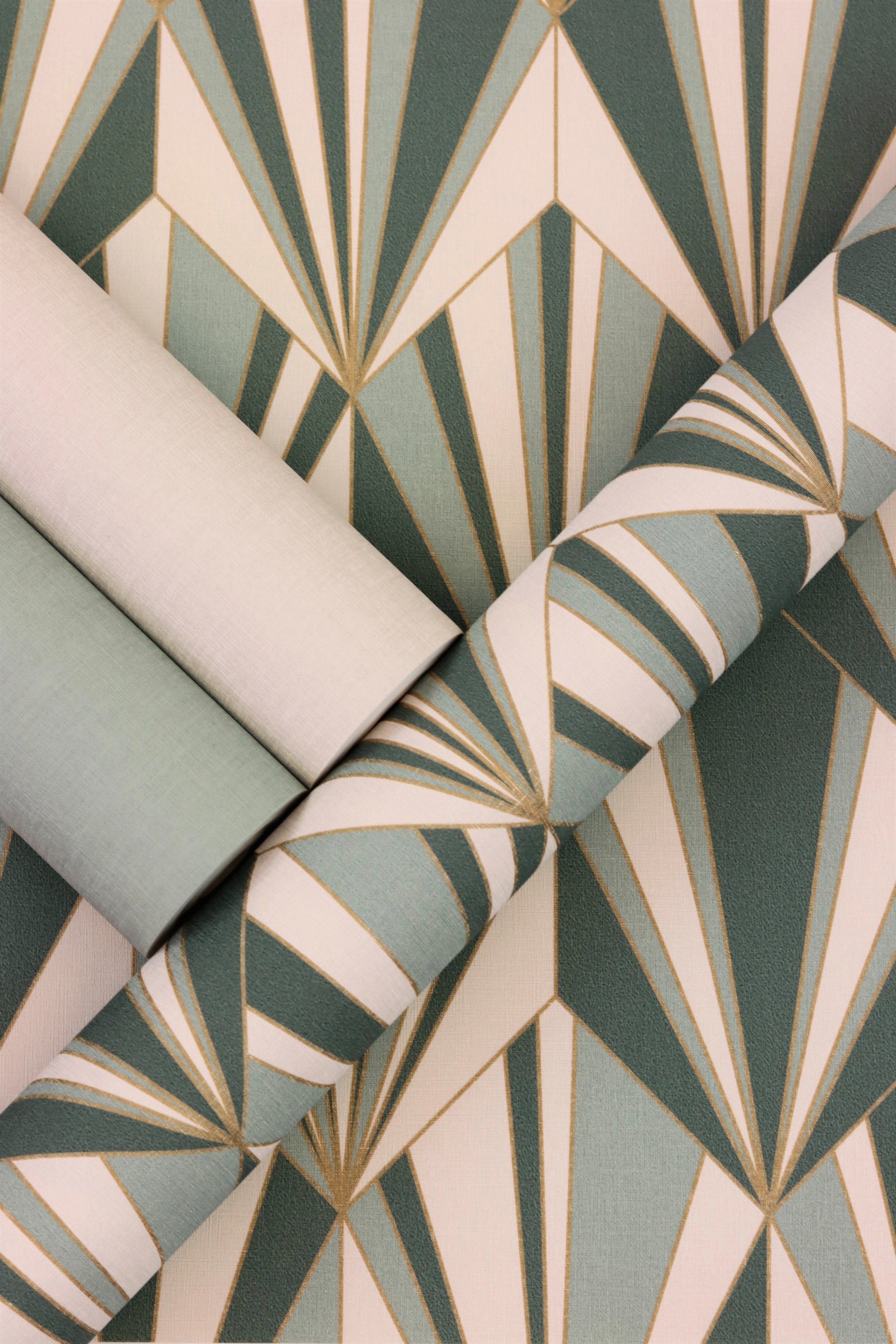 Rasch Vliestapete 690743 Selection, Textilstruktur grün, 10,05 x 0,53 m