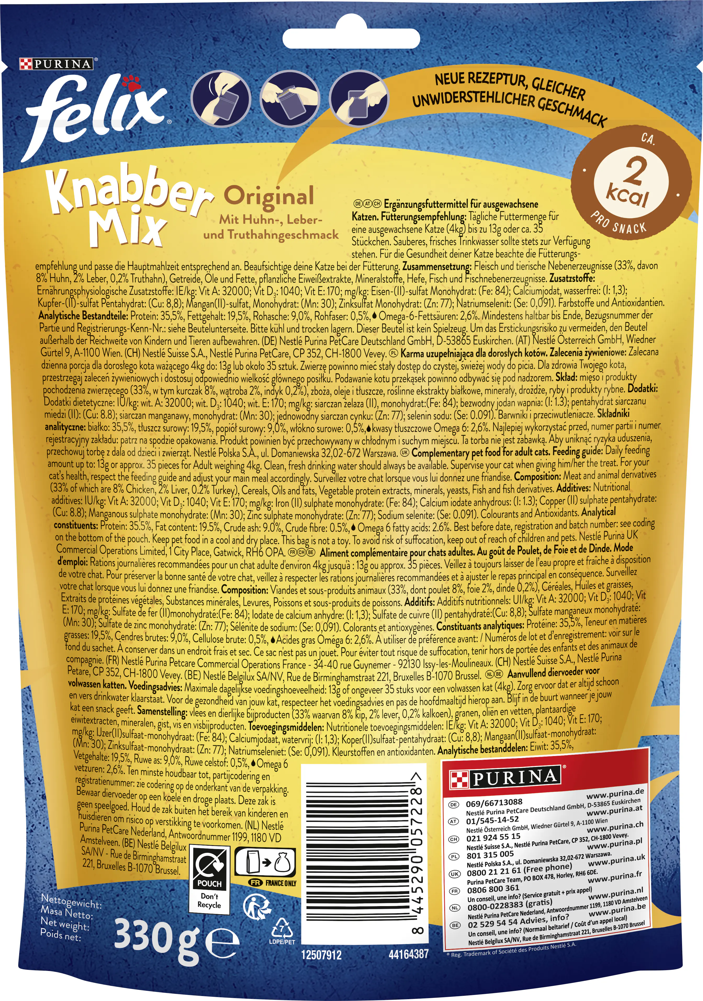 Felix KnabberMix Katzensnack Original mit Huhn, Leber & Truthahn 330 g