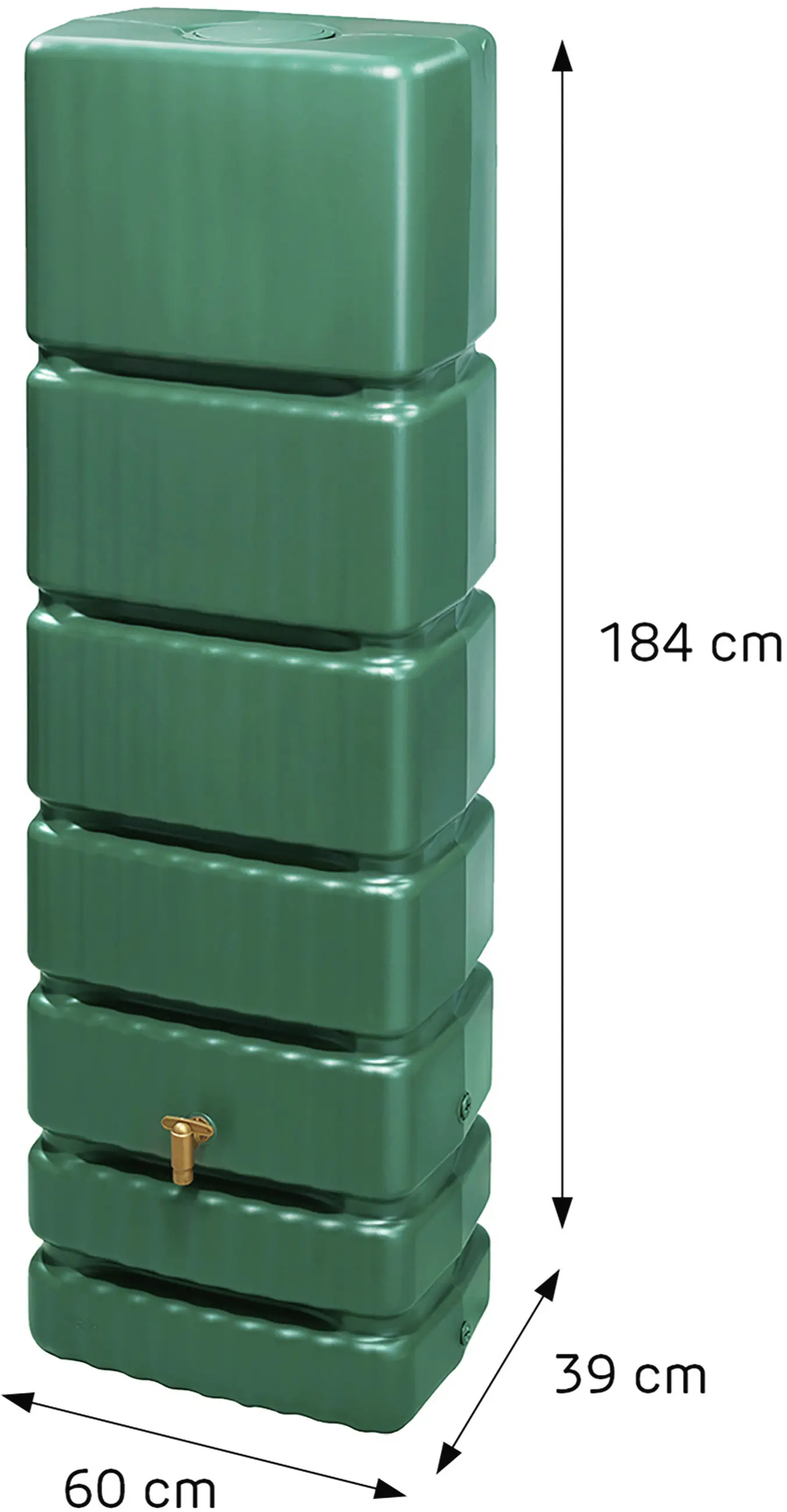 4rain Regentonne-Set Slim inkl. Zubehör Wandtank 1400 L dunkelgrün 4 Stück