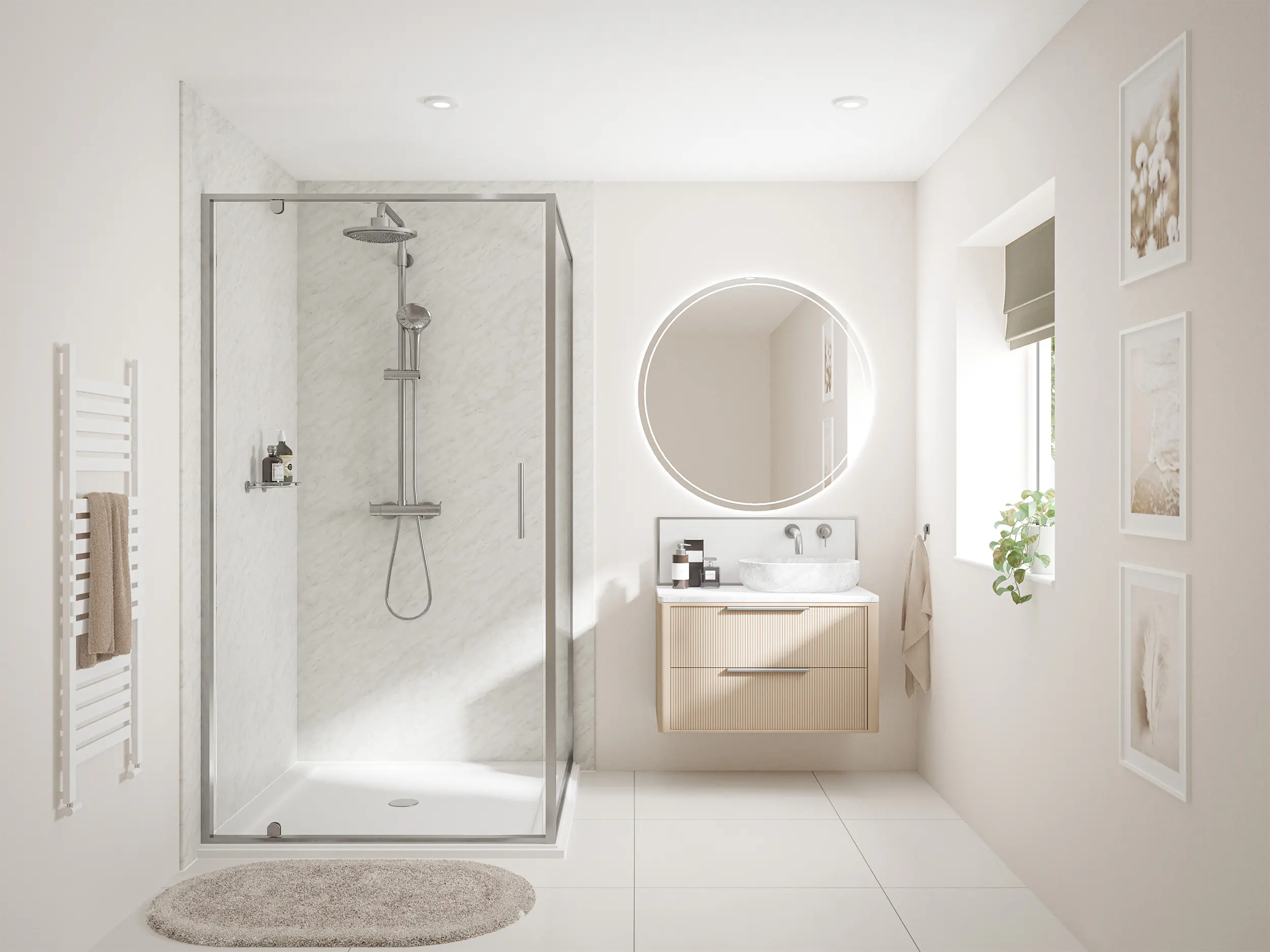 Wetwall Elite Wandpaneel  Carrara Marble 60 x 242 cm mit Nut & Feder