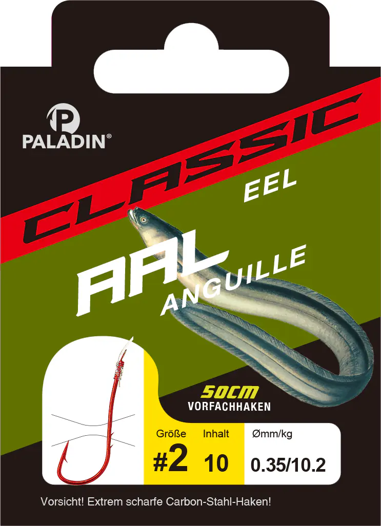 Paladin Aalhaken gebunden Größe 8 50 cm 10 Stück rot