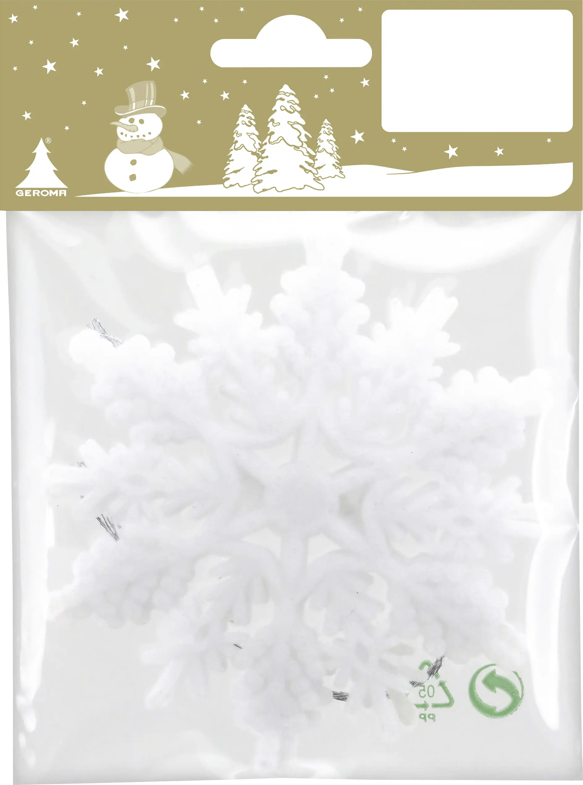 Weihnachtsdeko Schneeflocke aus Kunststoff beflockt weiß - 3 Stück