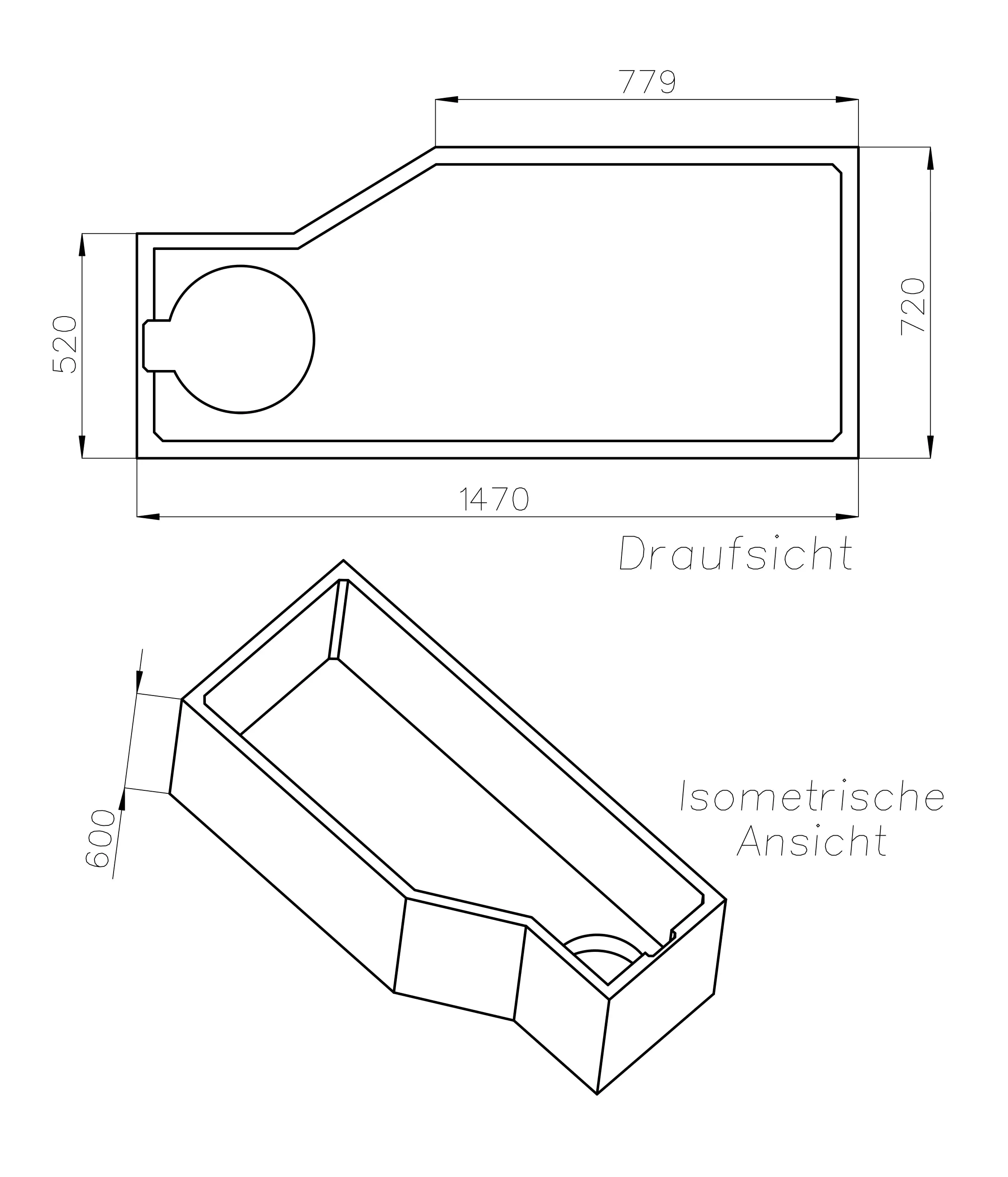 Ottofond Wannenträger Cello 1470 x 770 mm