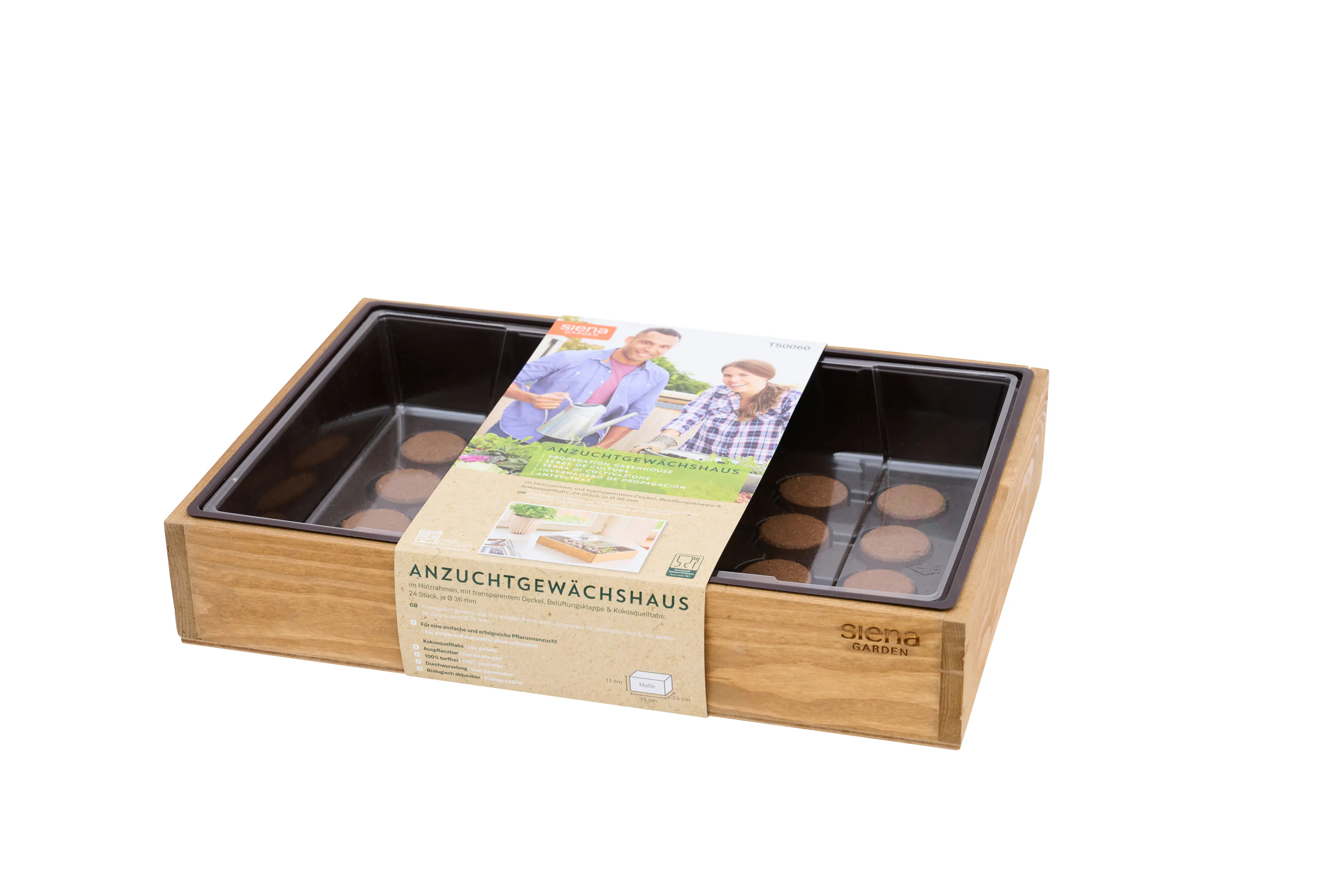 Siena Garden Anzucht-Gewächshaus Holzkiste inkl. 24 Kokosquelltabs 36 x 24 x 7 cm Siena Garden Anzucht-Gewächshaus Holzkiste inkl. 24 Kokosquelltabs 36 x 24 x 7 cm