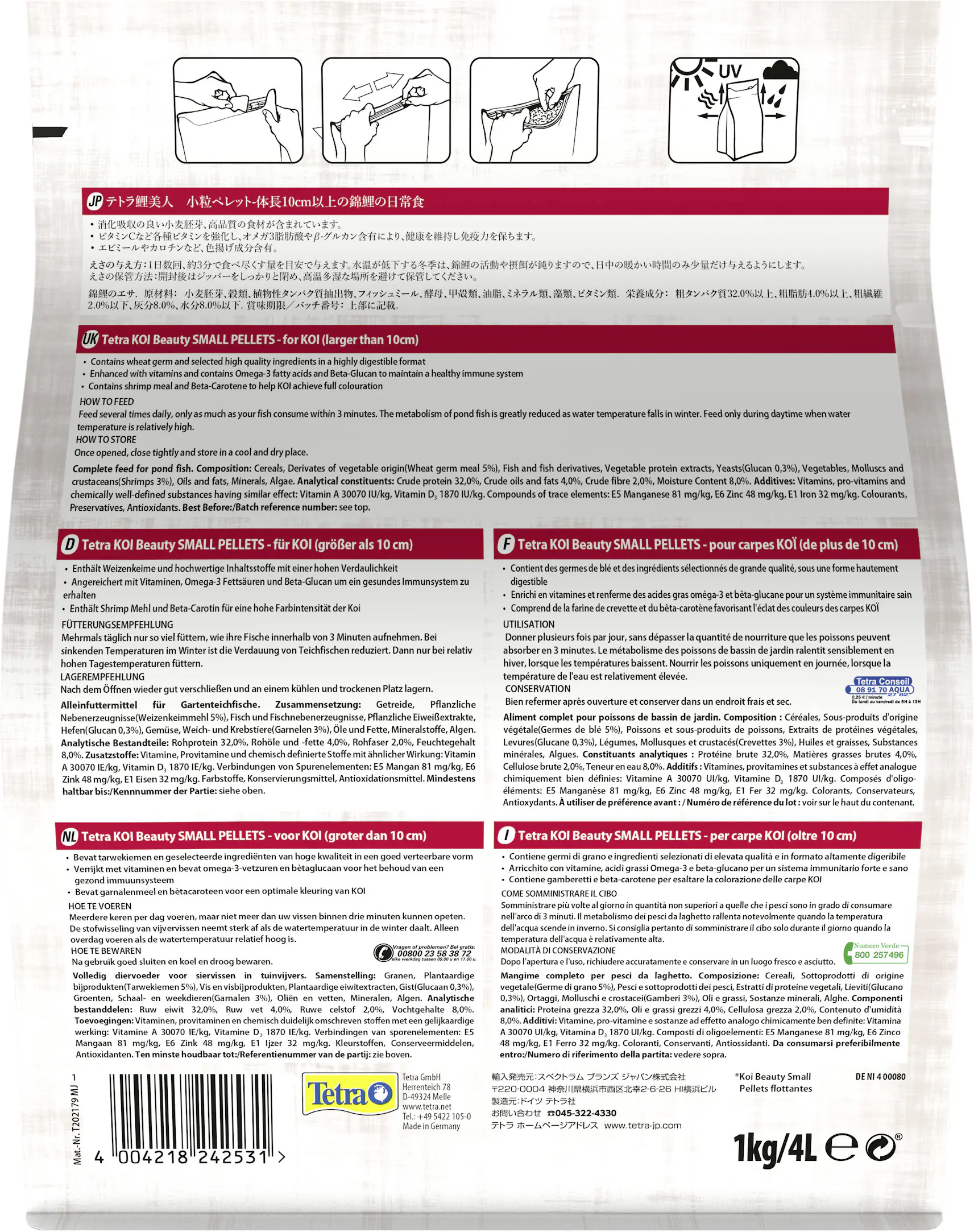 Tetra Teichfutter Koi Beauty Small Small, 4 l