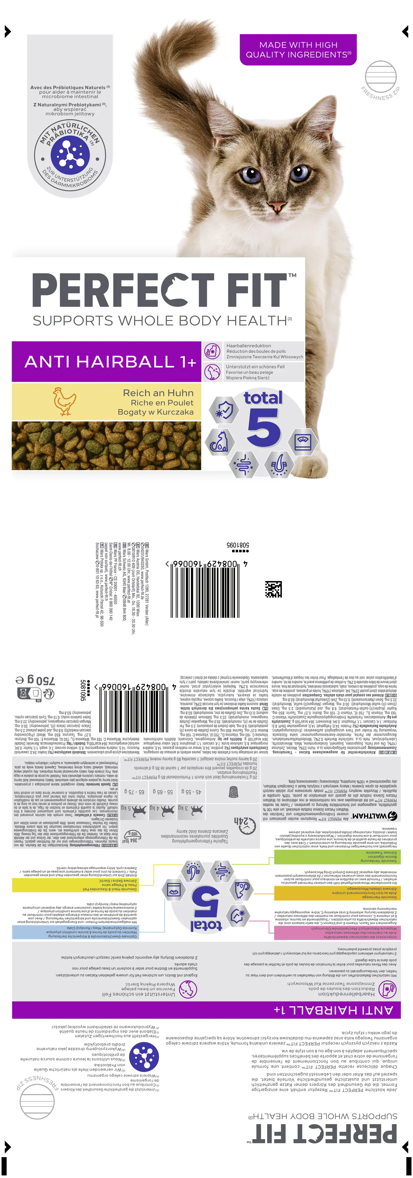 Perfect Fit Katzentrockenfutter Adult 750 g Huhn