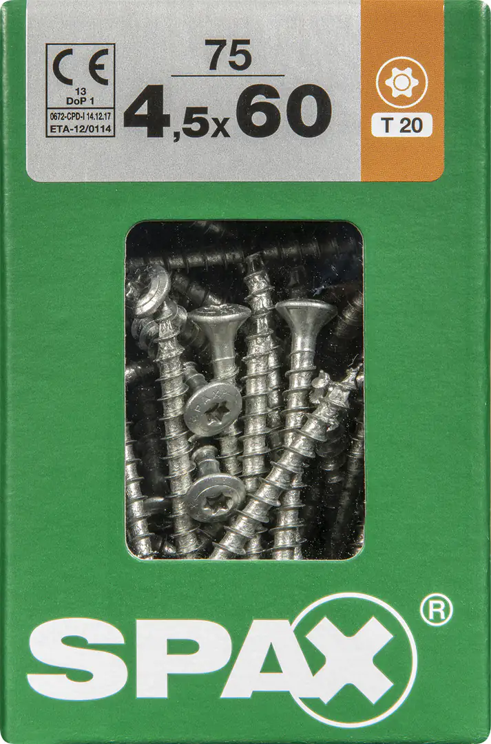 Spax Universalschrauben 4.5 x 60 mm TX 20 - 75 Stk. Spax Universalschrauben 4.5 x 60 mm TX 20 - 75 Stk.