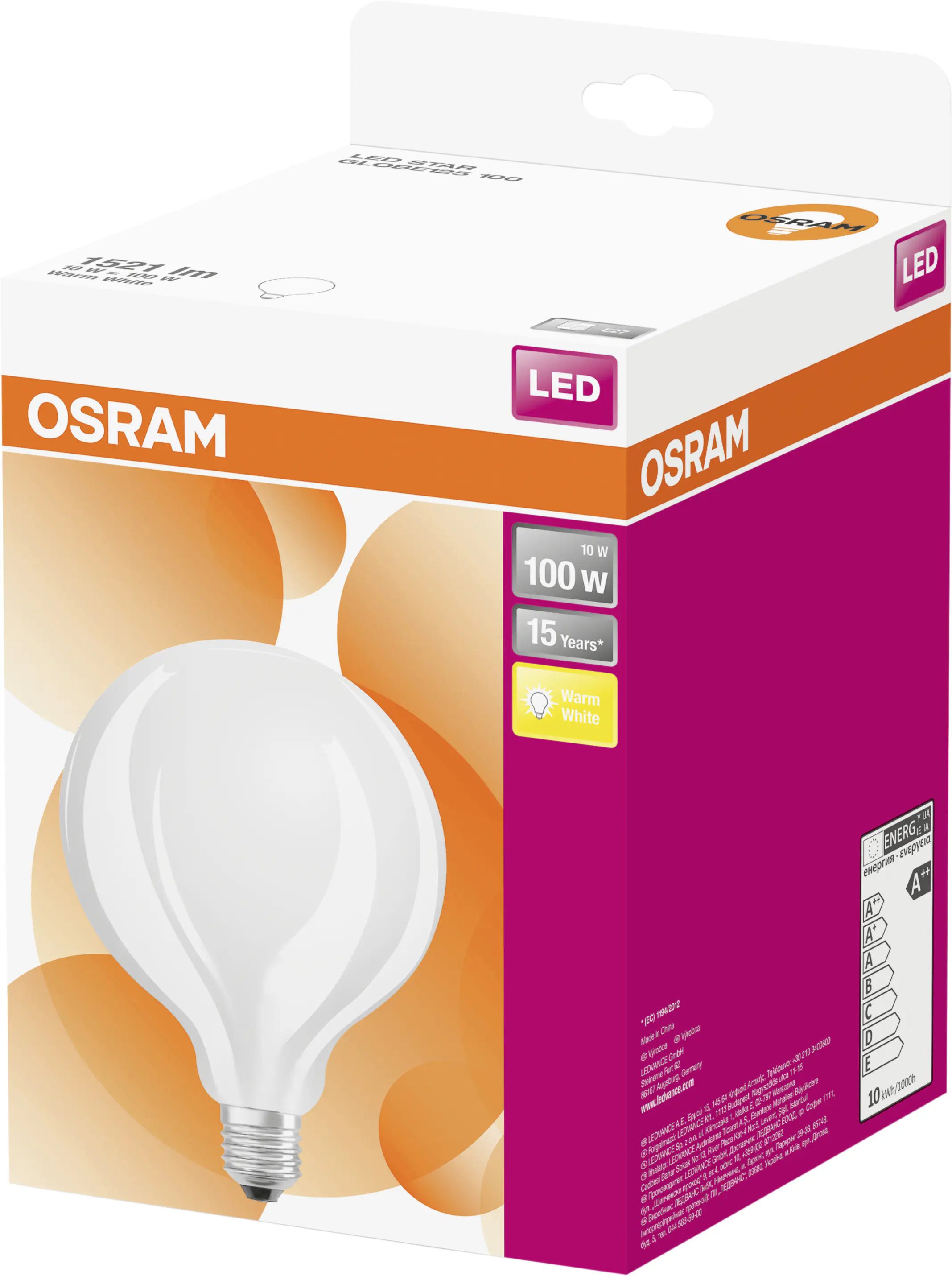 Osram LED Leuchtmittel Retro Classic E27 11W warmweiß, weiß-matt