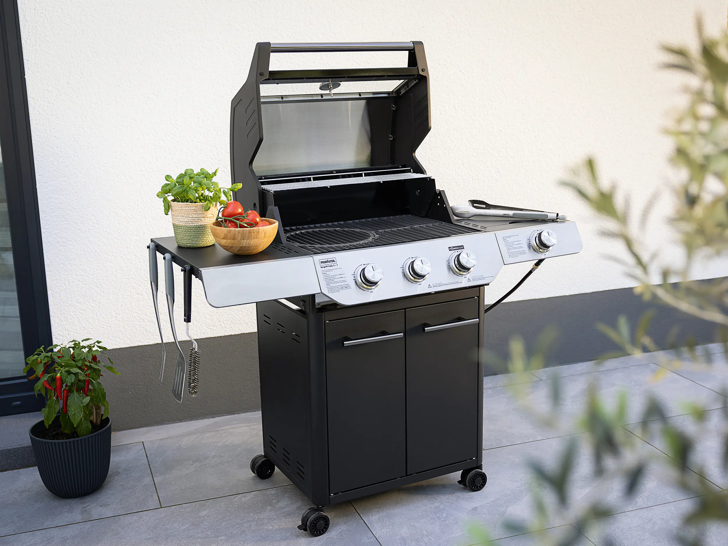 Primaster Gasgrill Cody Powerzone & Seitenbrenner Grillfläche: 63,5 x 48 cm 