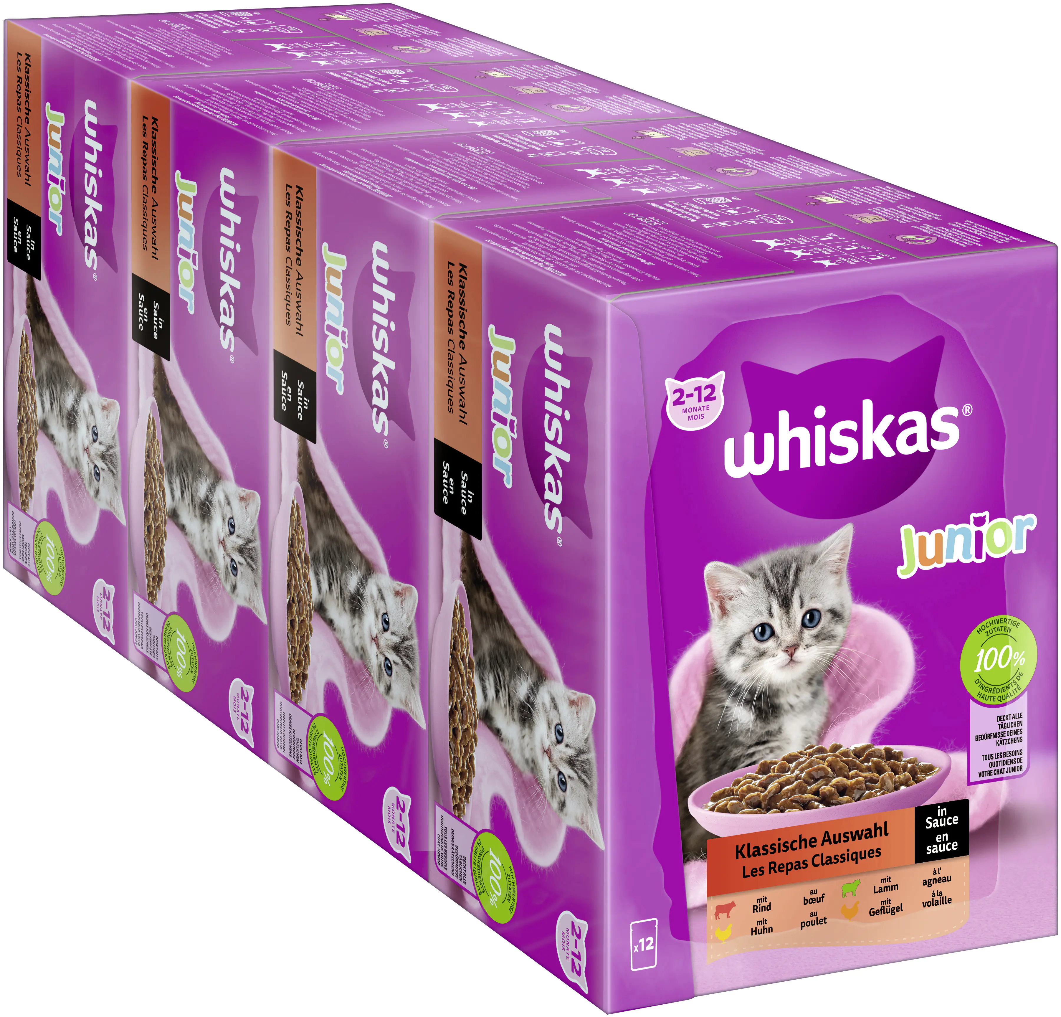 Whiskas Mulitpack Junior klassische Auswahl in Sauce Katzenfutter 12 x 85 g Whiskas Mulitpack Junior klassische Auswahl in Sauce Katzenfutter 12 x 85 g