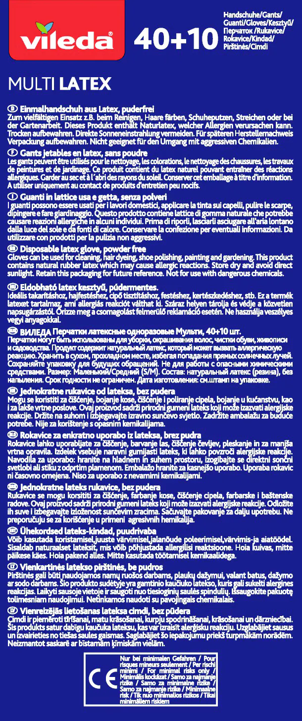 Vileda Multi Latex Einmalhandschuhe 40+10 M/L