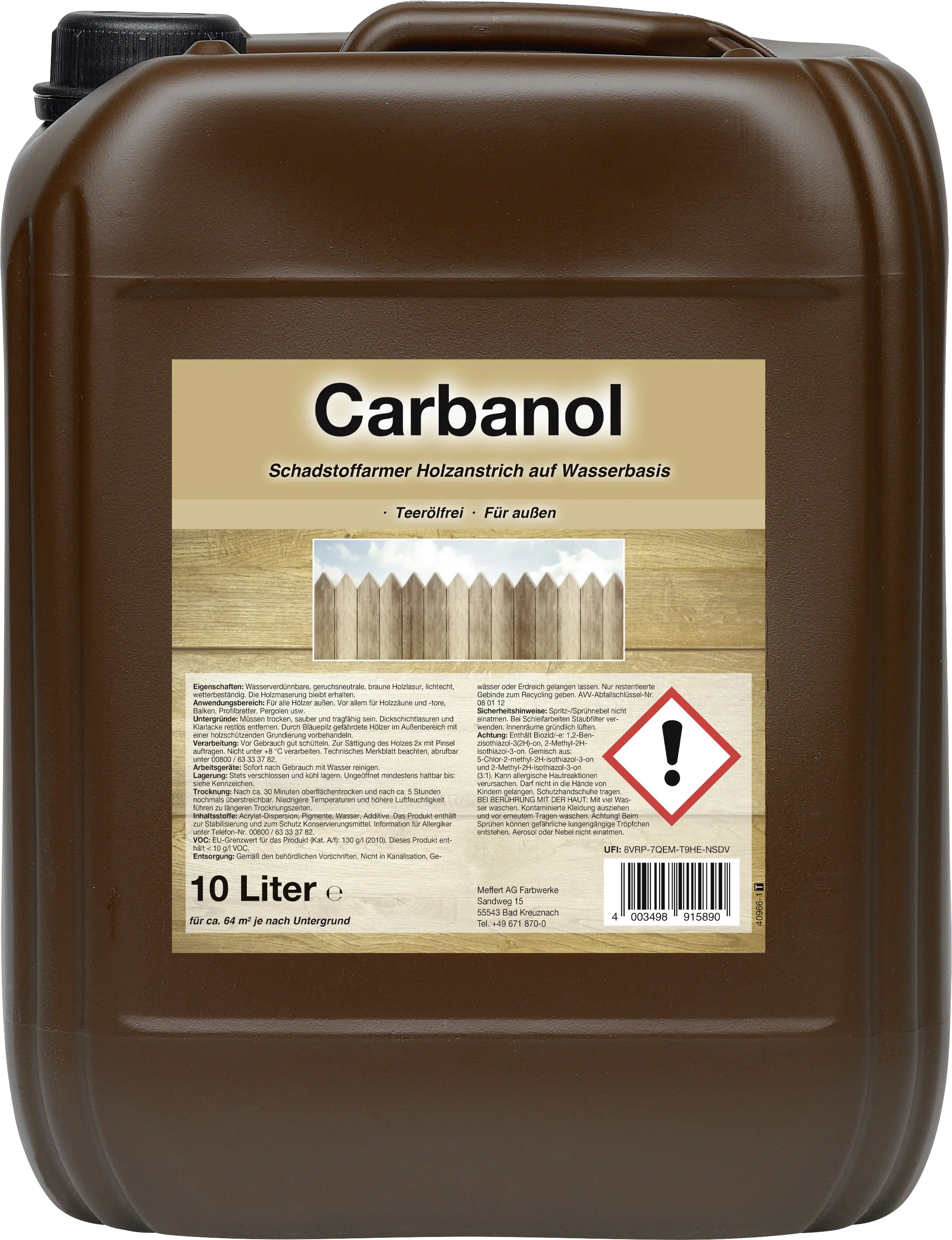 Holzschutzlasur Carbanol 10 L braun