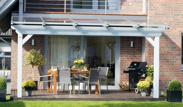 SKAN HOLZ Terrassenüberdachung Ancona 434 x 350 cm, Leimholz, natur