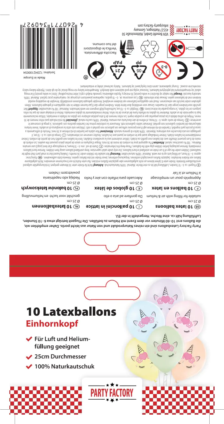Luftballons Unicorn bunt Latex 10 Stück