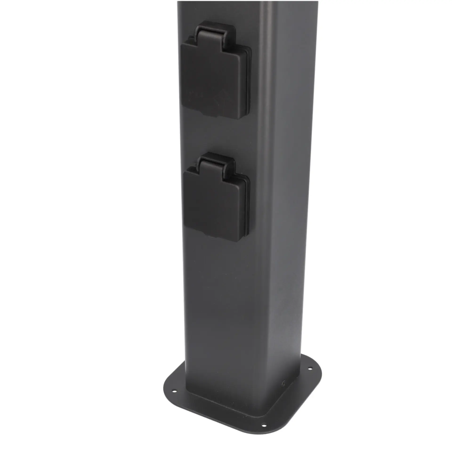 Unitec Gartensäule mit Leuchte & 2 Schutzkontakt-Steckdosen schwarz