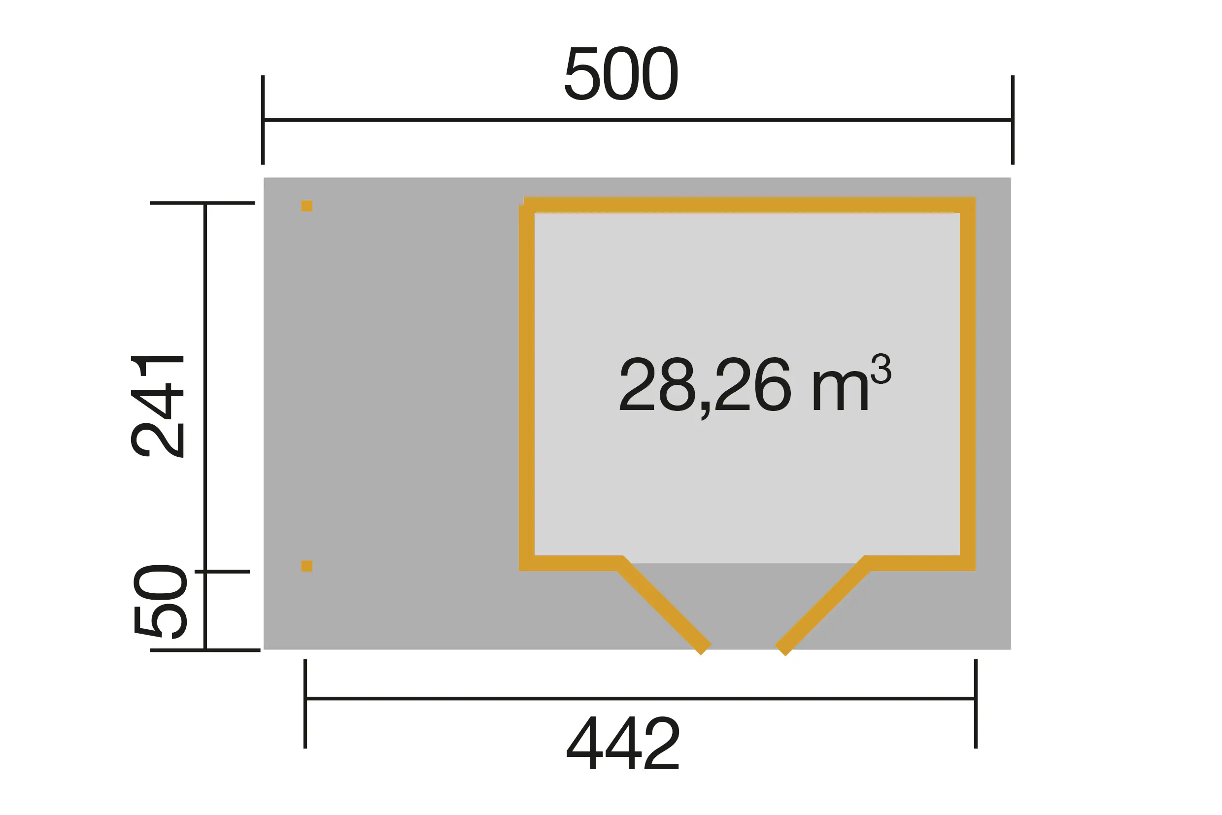 Weka Designhaus 126 A 442 x 241 cm grau mit Fußboden