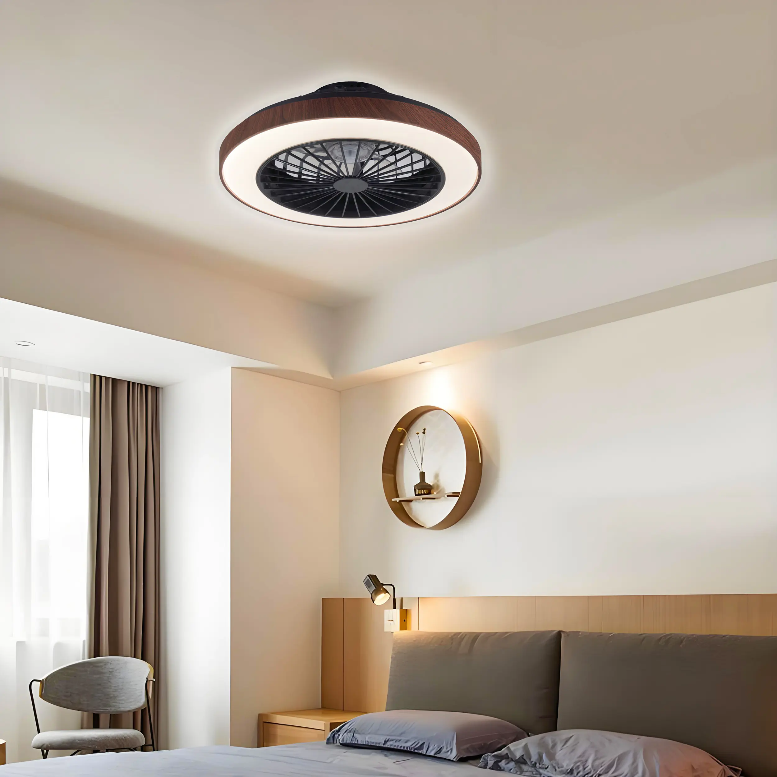 LED Deckenleuchte mit Ventilator Petra Ø 48 cm 40 W holzoptik LED Deckenleuchte mit Ventilator Petra Ø 48 cm 40 W holzoptik