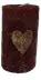 House of Rustic Kerze weinrot mit gold Herz Ø 6,8 x 12 cm