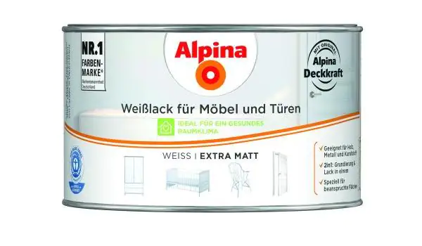 Alpina Weißlack für Möbel und Türen 300 ml weiß extra matt Alpina Weißlack für Möbel und Türen 300 ml weiß extra matt